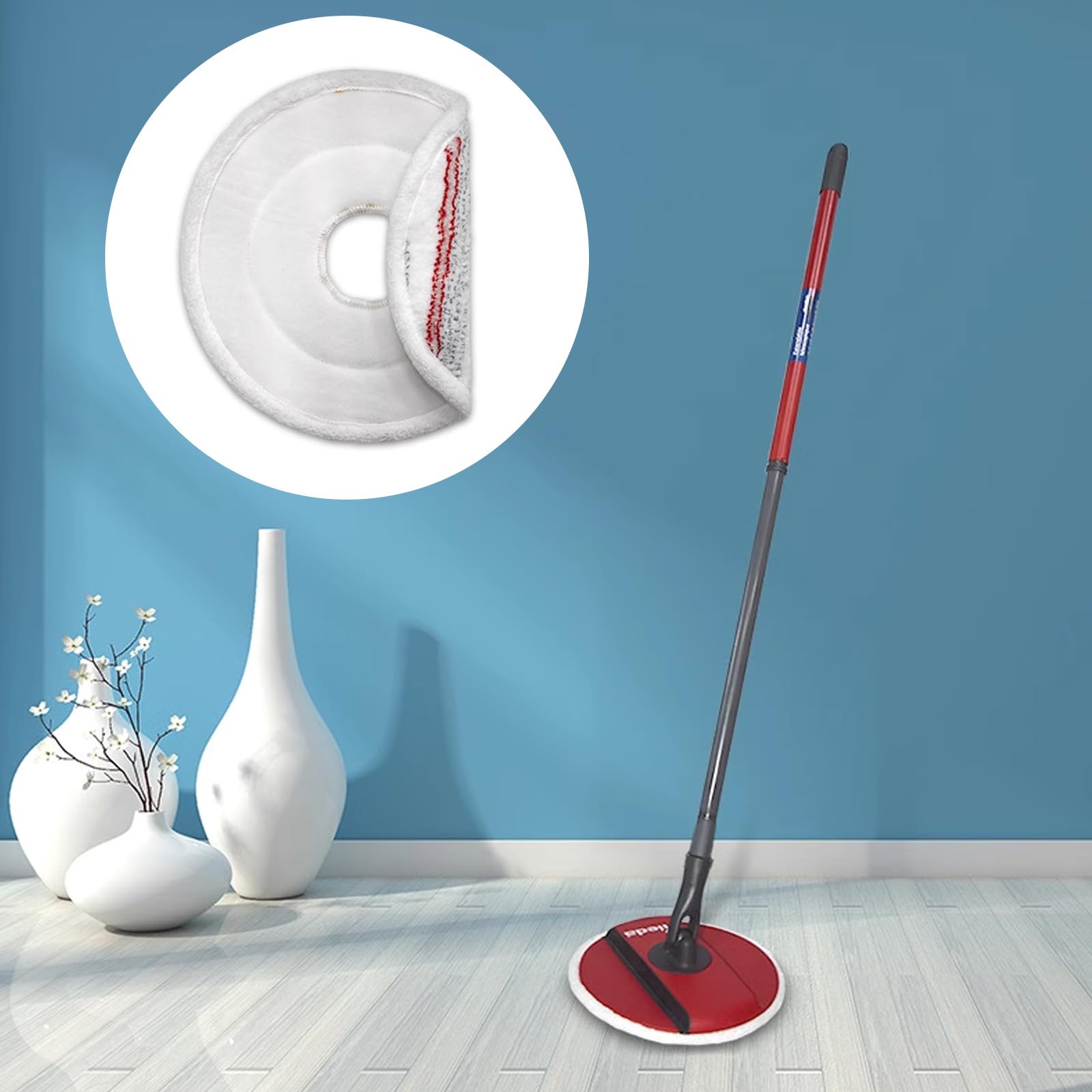 2 Pièces Recharge de Serpillere en Microfibres pour Vileda Spin and Clean Mop, ête de Serpillière de Remplacement Lavables et Réutilisables pour Nettoyer les Sols Serpillere pour Vileda