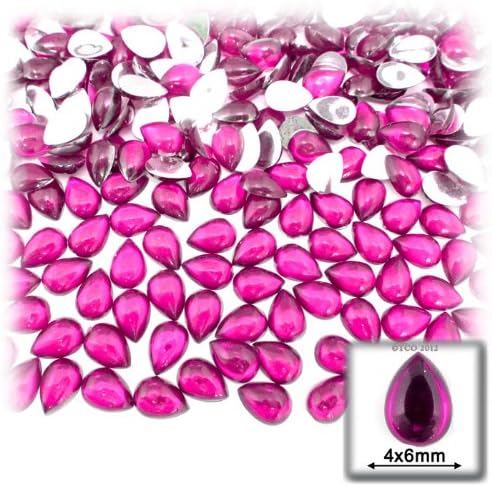 288pc Acrylic Flatback Cabochons Teardrop 4x6mm - Hot Pink or Rose HPK