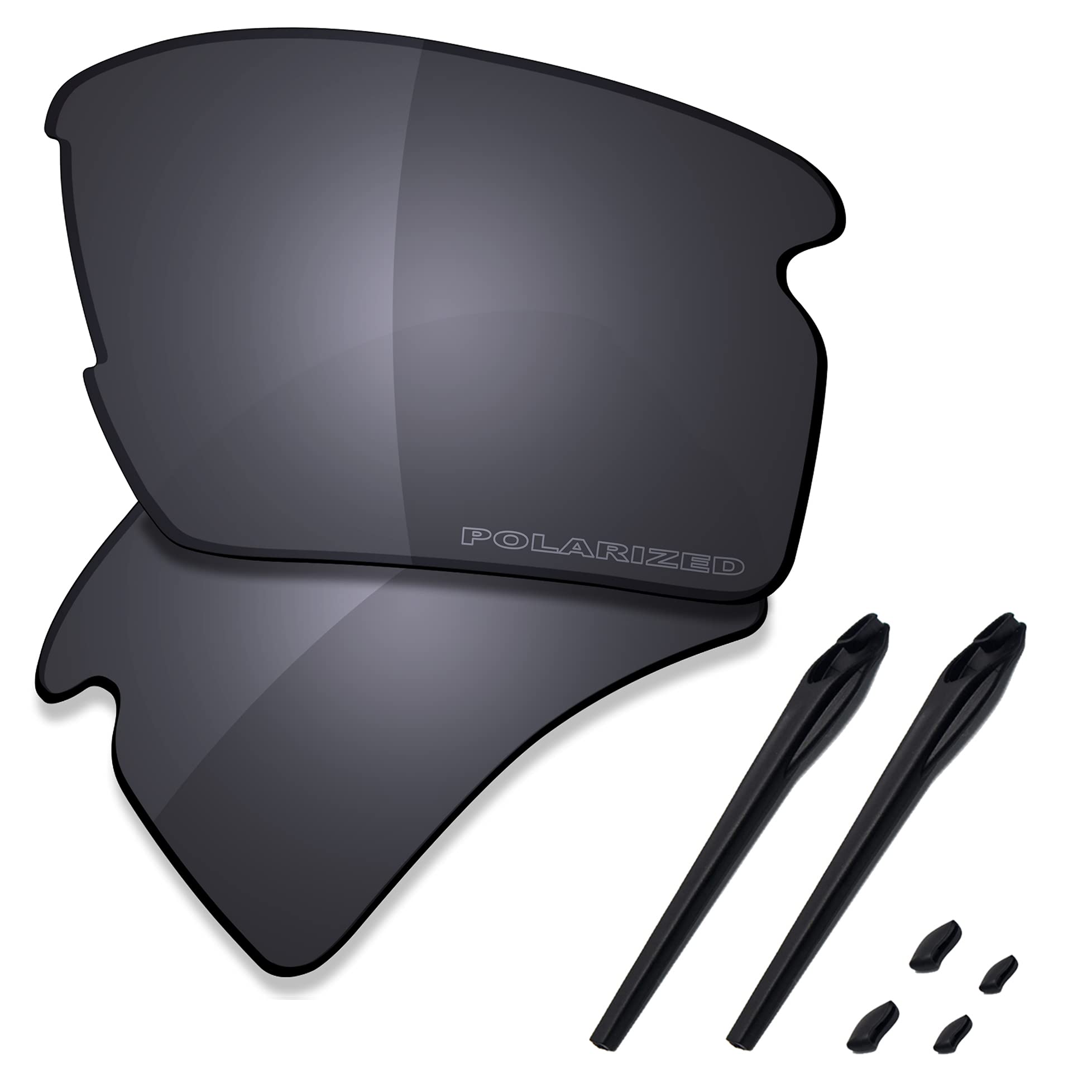 Saucer Men's Shield Black Polarized Premium Replacet Lenses & Rubber Kits For Oakley Flak 2.0 Xl Oo9188 Sunglasses High Definition
