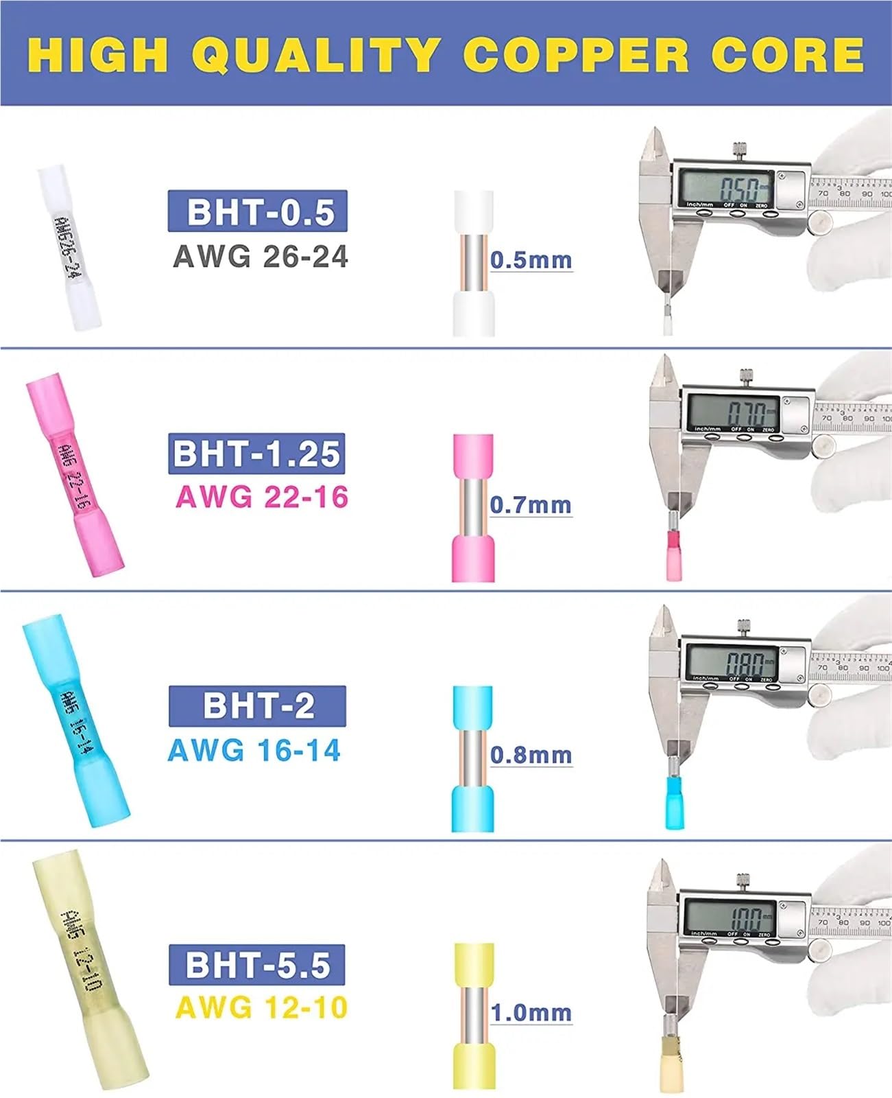 schrumpfverbinder 500-teiliges Schrumpfstoßverbinder-Set, wasserdicht, Marinequalität(White)