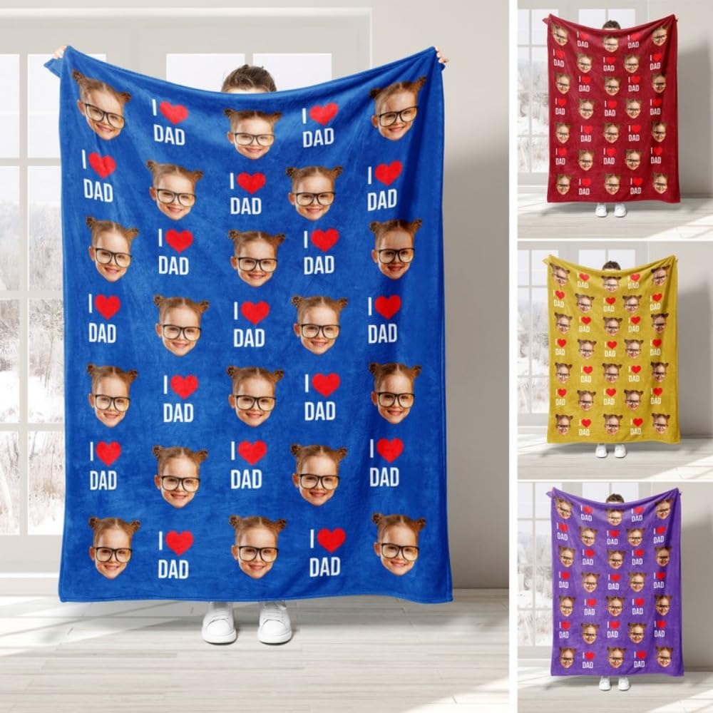 Couverture de papa personnalisée visage de bébé plaid photo personnalisé grand-père