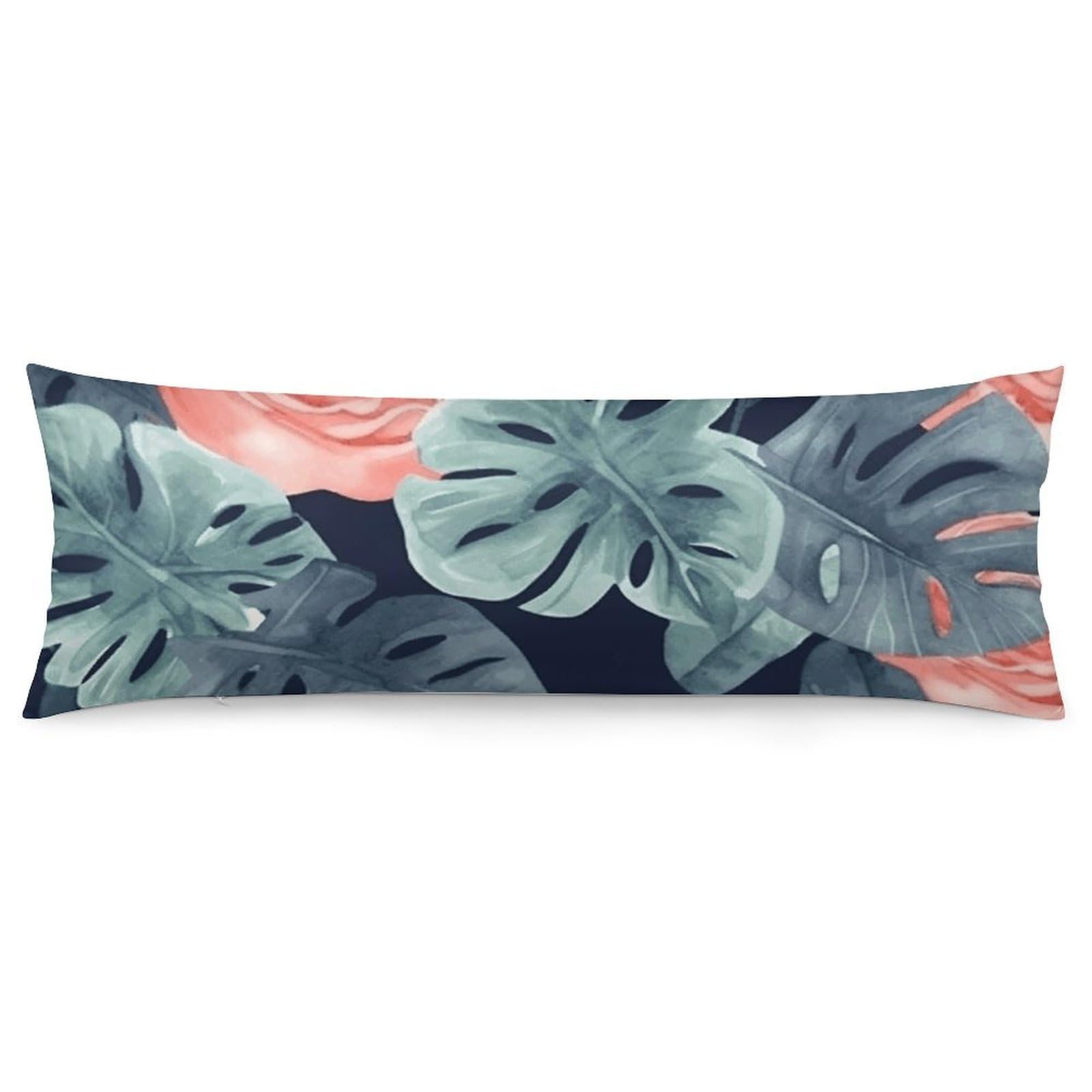 2 Pack Pillow Cases for Hair and Skin, Soft Breathable Pillow Case Covers with Hidden Zipper, Watercolor Monstera Pattern Pillowcase 20"x54" Pillow Covers for Sleeping Gift