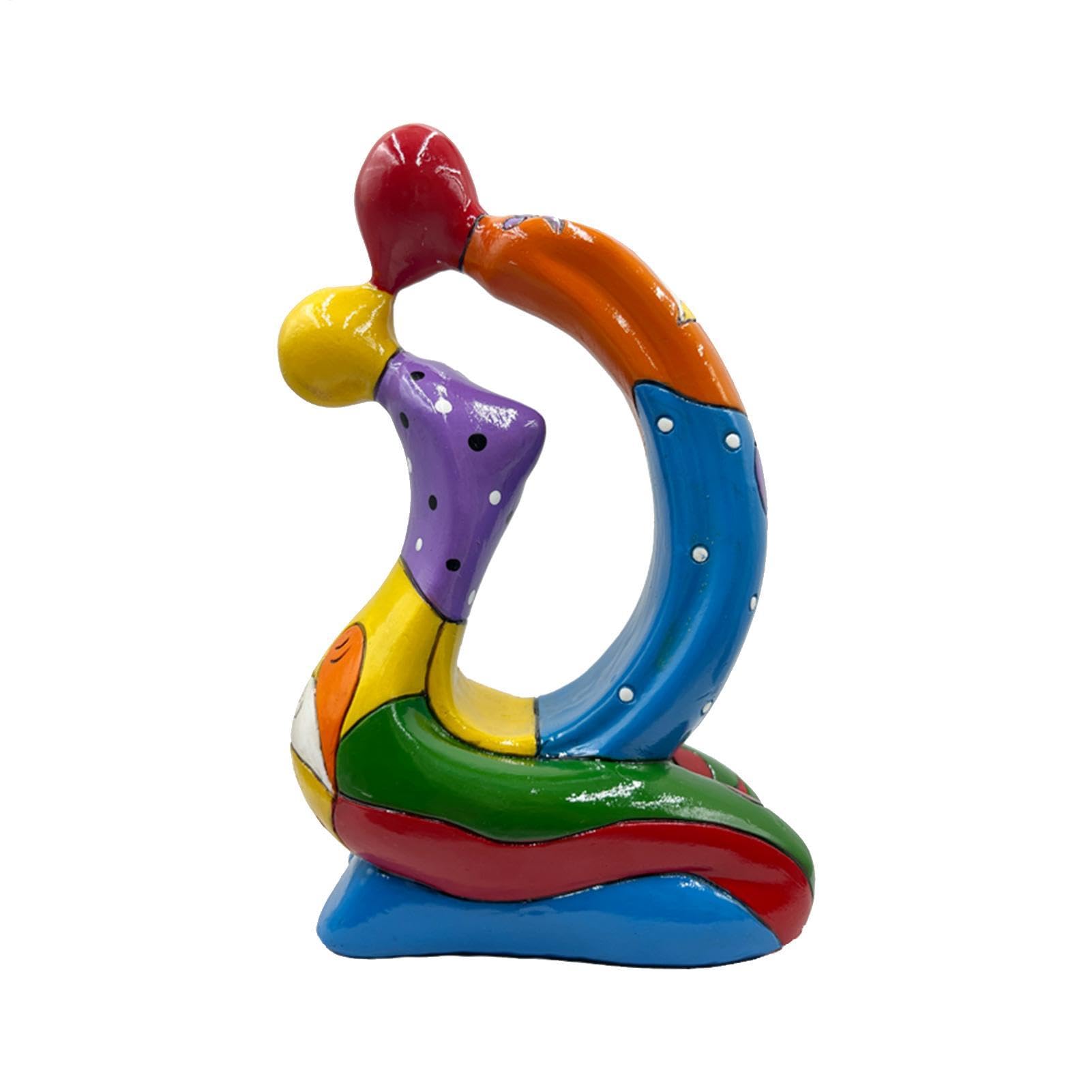 Sculpture de couple en résine colorée 15 cm | Statuette d'art moderne abstrait pour bureau
