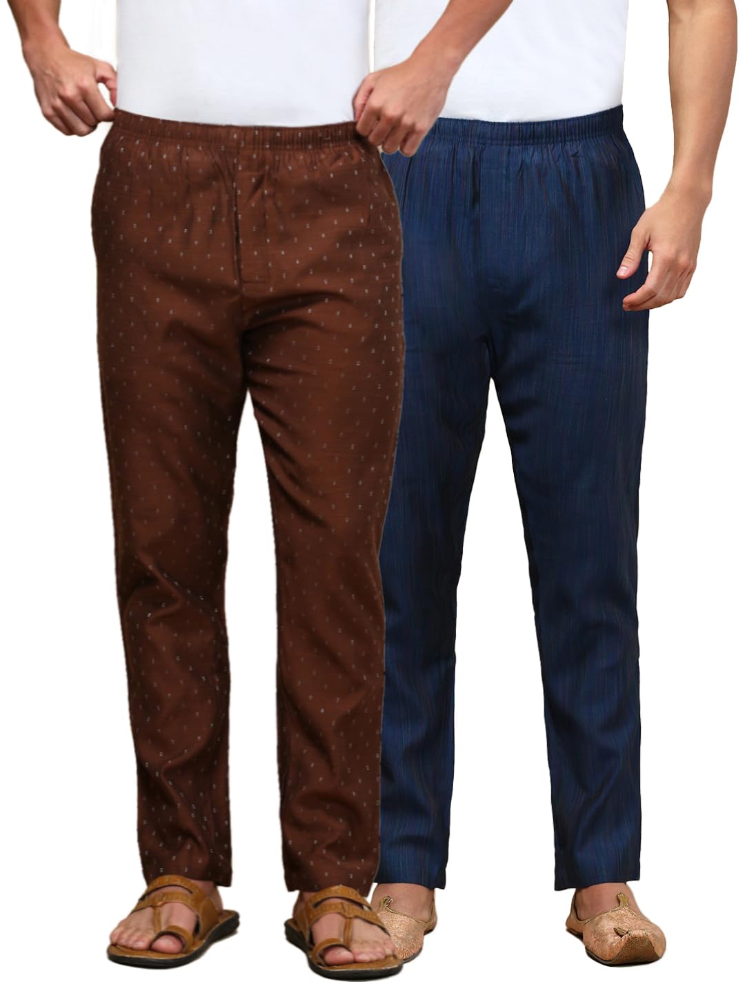 white heart Pack of 2 Mens Viscose Blend Salwar Pyjama Pant | Elasticated Waistband with Inner Drawstring, Button Closure, Side Pockets| Regular Fit Ethnic Wear Churidar Pajama-picture-32