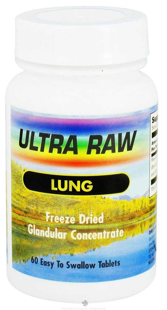 Ultra Enterprises Ultra Raw Lung 200mg Glandular Support, Lung Substance, Vaccum Dried, defatted, Uncut, 100% Pure, BSE Free Bovine Glands