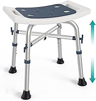 PELEGON 350 lb Shower Chair for Elderly & Disabled - Adjustable Height 16-18", Padded Seat, Inside Shower & Tub Stool - Dark Blue