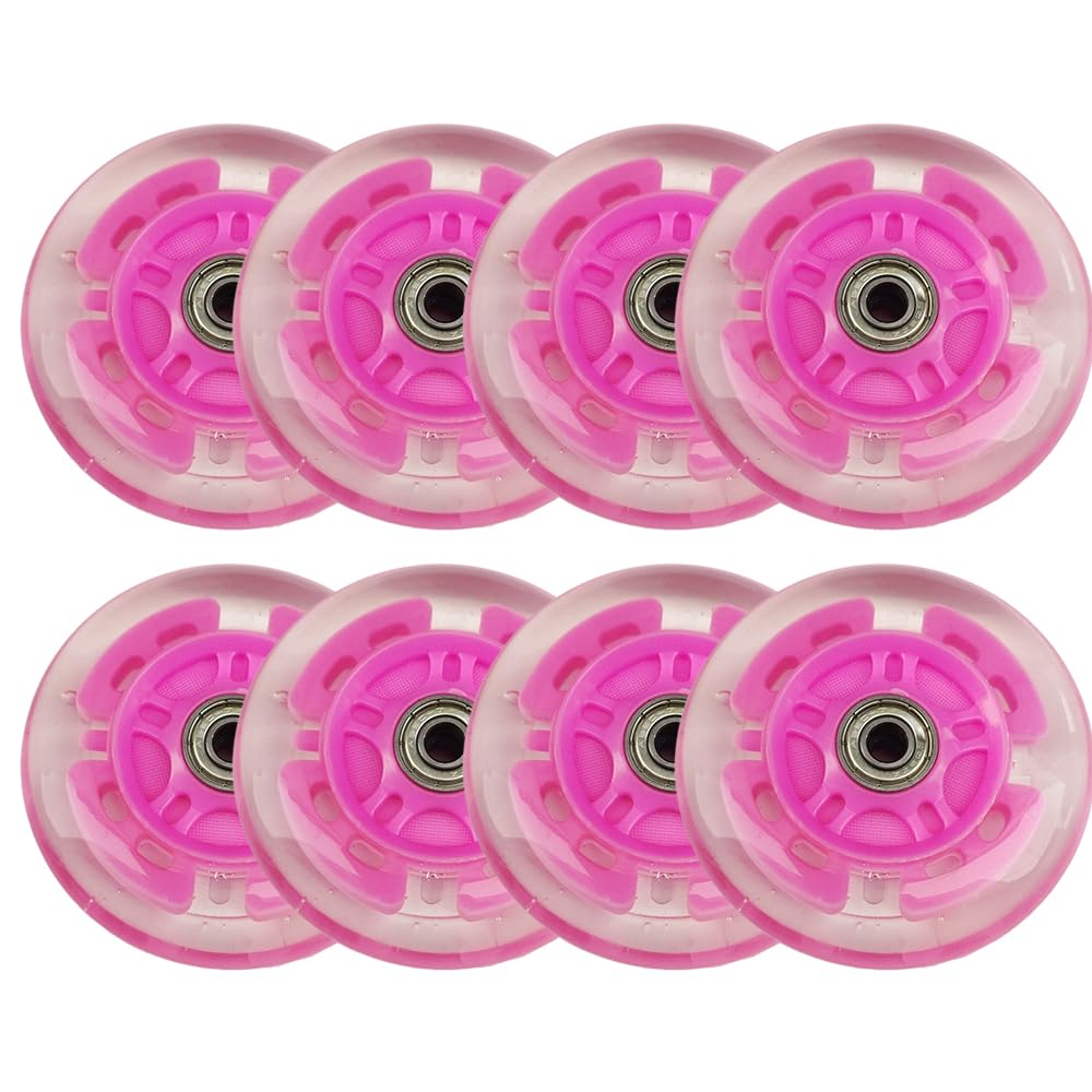 8 Ruedas para Patines En Línea de 80 mm 100 mm 76 mm Y 72 mm Ruedas de Repuesto para Patines En Línea de PU 85A con Rodamientos (Rosa 80 mm)