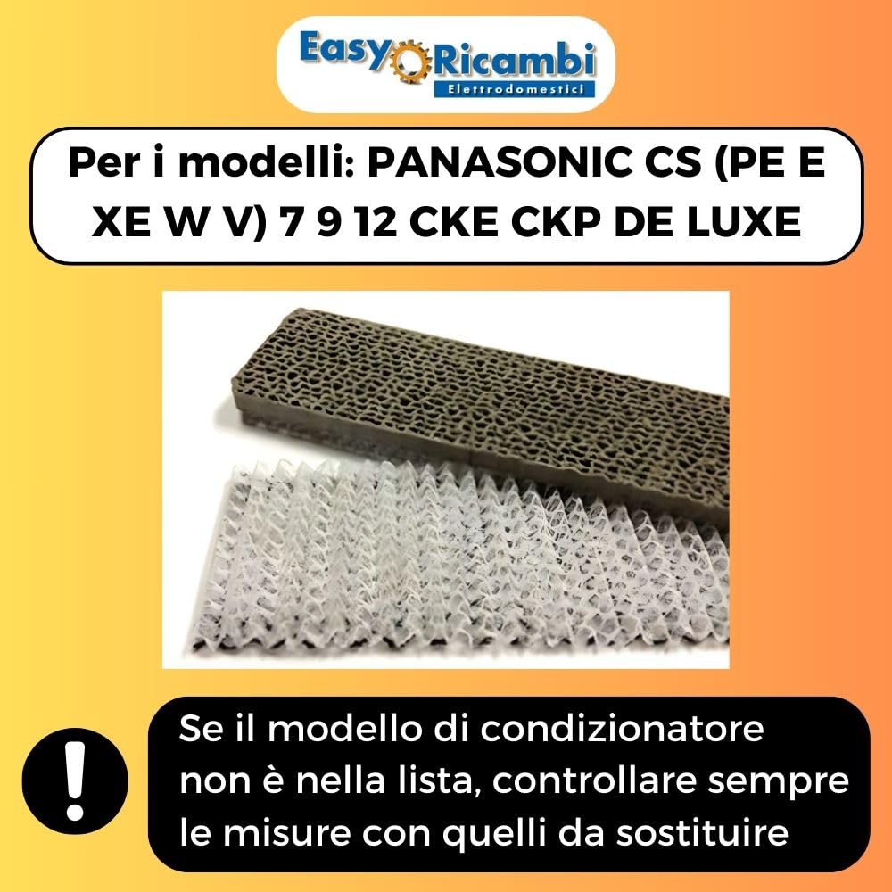 2 Filtri Condizionatore (270x40mm) Filtro Aria Condizionata, Sostitutivo per Filtri PANASONIC, Ricambi Climatizzatore, Condizionatori: PANASONIC CS (PE E XE W V) 7 9 12 CKE CKP DE LUXE