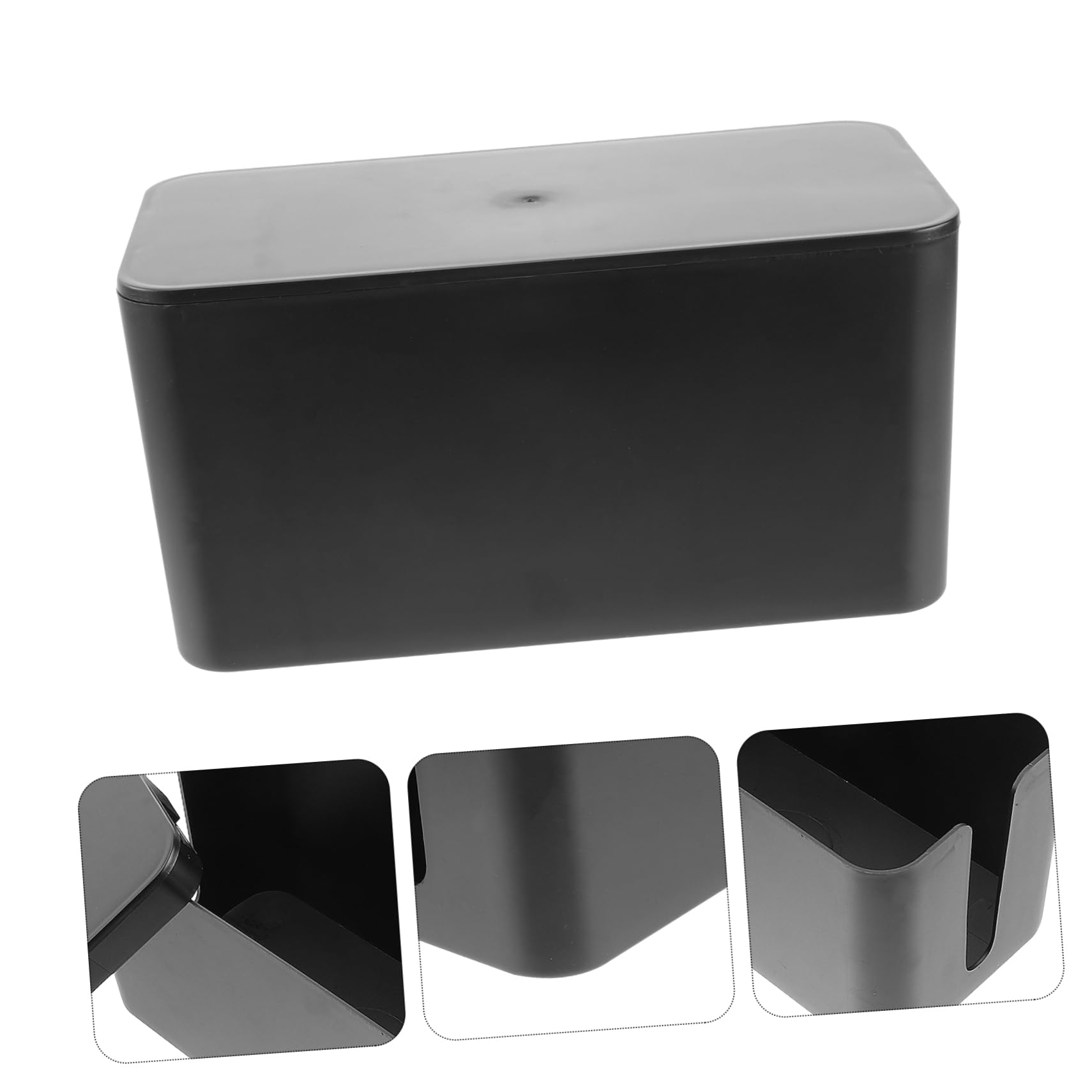 UPKOCH 2pezzi Organizer Per Cavi Plastica Con Coperchio Scatola Per Strisce Alimentazione Per Scrivania Tv e Computer Piccola Nero