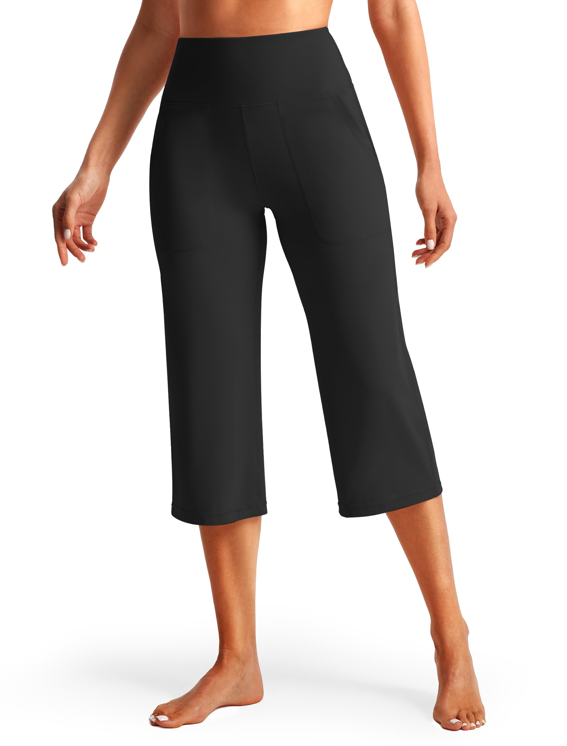 Libin Leggings Capris 3/4 Yoga para Mujer de Cintura Alta, Pierna Ancha, Ligero De Verano, Pantalones De Pierna Recta, Deporte Piratas Running Transpirable con Bolsillos