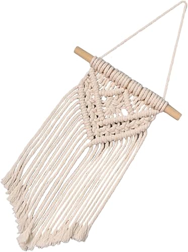 Garneck Tapiz de pared de macramé para colgar en la pared, tapiz tejido de macramé, tapiz para colgar en la pared, tapiz con borlas, tapiz para