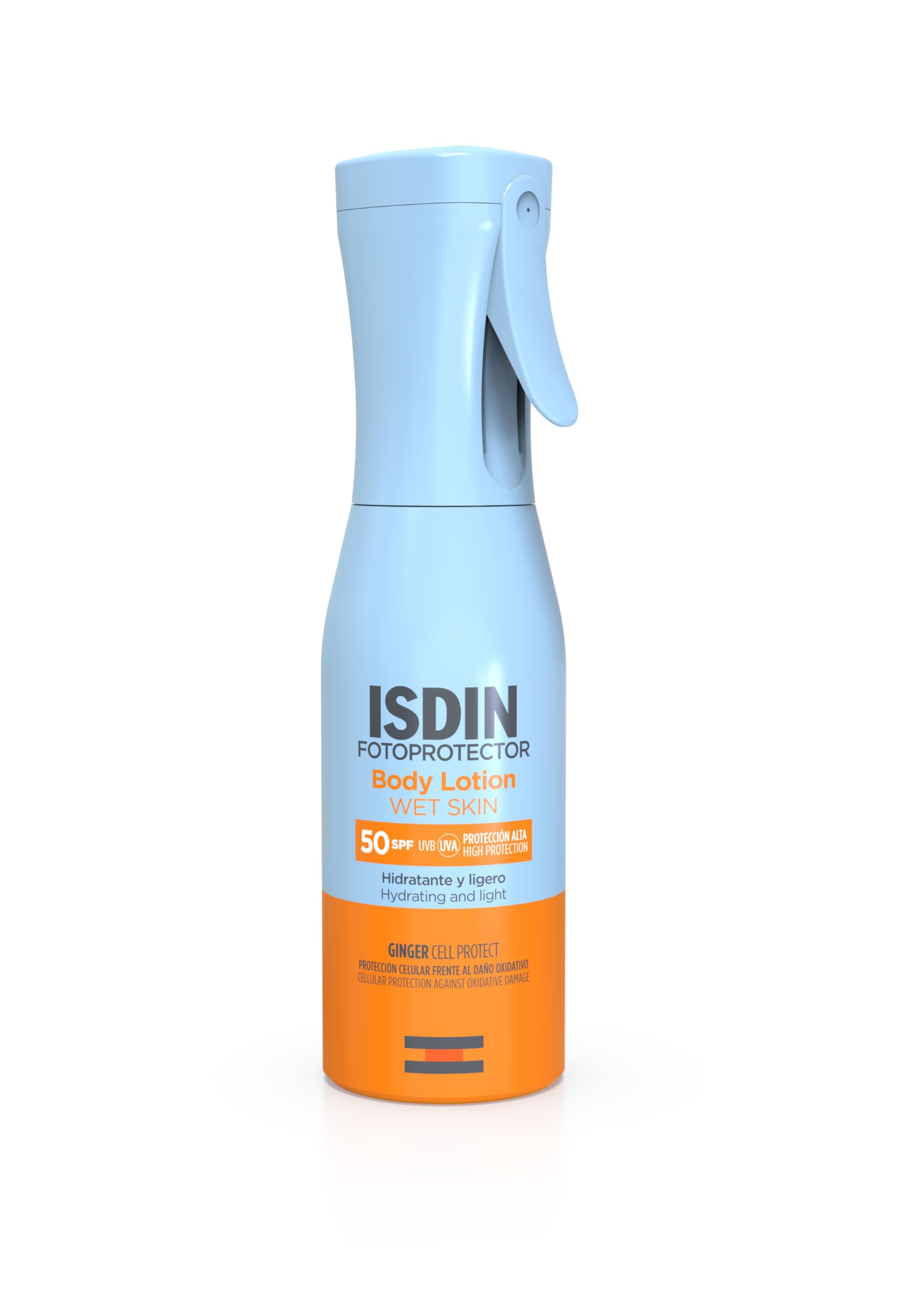 ISDIN Fotoprotector Body Lotion SPF50, Protector solar corporal ligero en pistola, Crema solar que hidrata intensamente la piel, 250ml