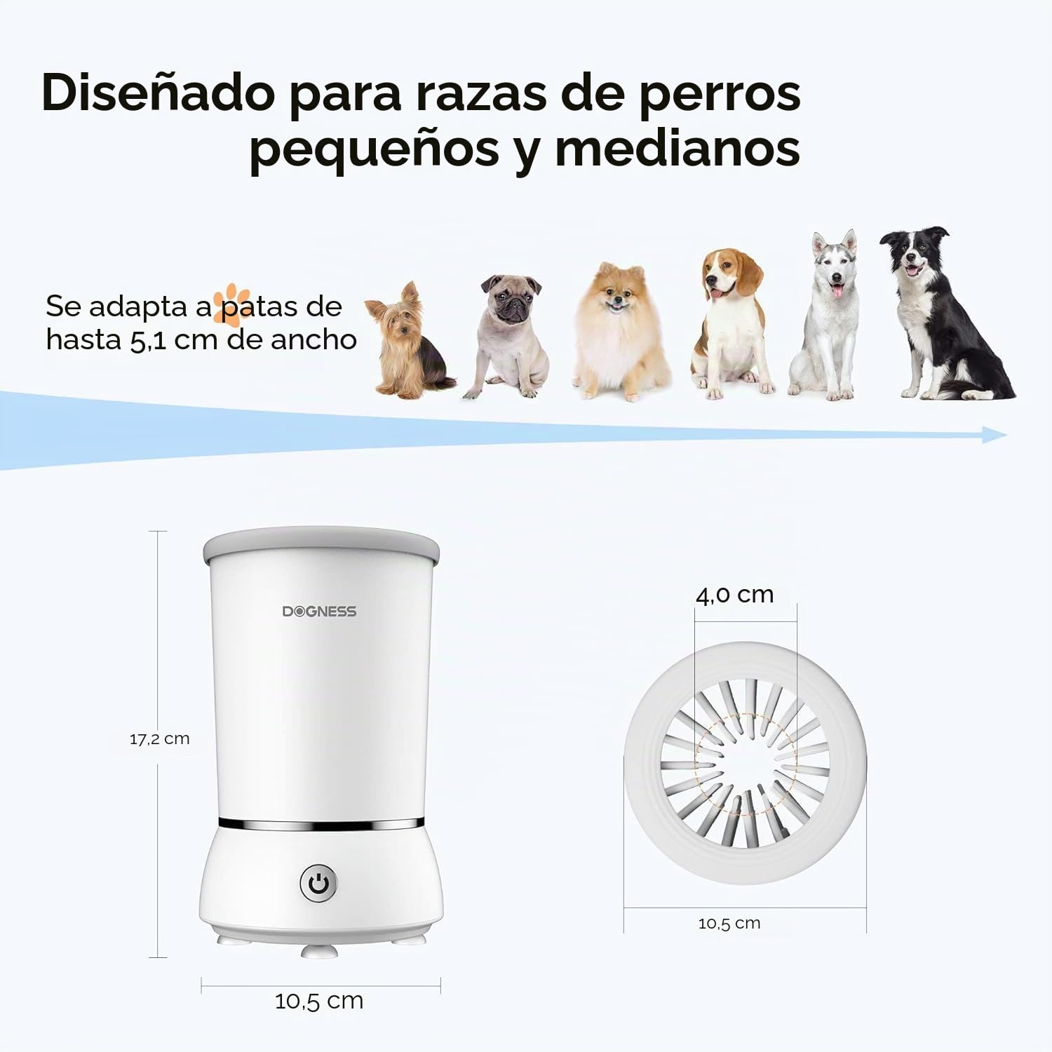 DOGNESS Limpiador automático para patas de perros, eléctrico, recargable a través de USB, a 360°, para la limpieza de las patas del perro