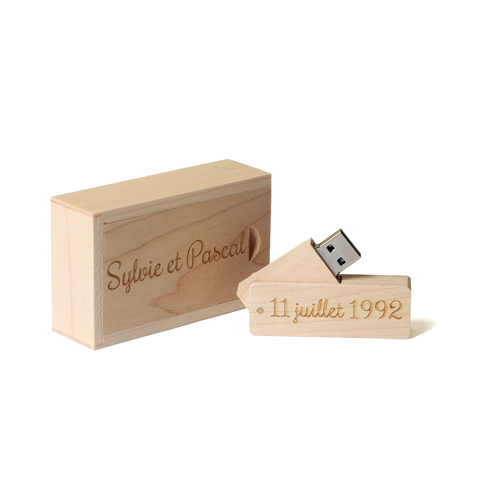 Chiavetta USB con incisione personalizzata, Chiavetta USB in legno massello con incisione regalo personalizzata per matrimoni, lauree, compleanni, festa del papà, festa della mamma (256G, Maple)