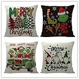 Photo Gallery zmhqlpdz set di 4 federe per cuscini natalizi, 40 x 45 cm, decorazione per divano, decorazione per la casa, grinch, divertente cartone animato in lino, per genitori, amici, colleghi Photo Gallery zmhqlpdz set di 4 federe per cuscini natalizi, 40 x 45 cm, decorazione per divano, decorazione per la casa, grinch, divertente cartone animato in lino, per genitori, amici, colleghi