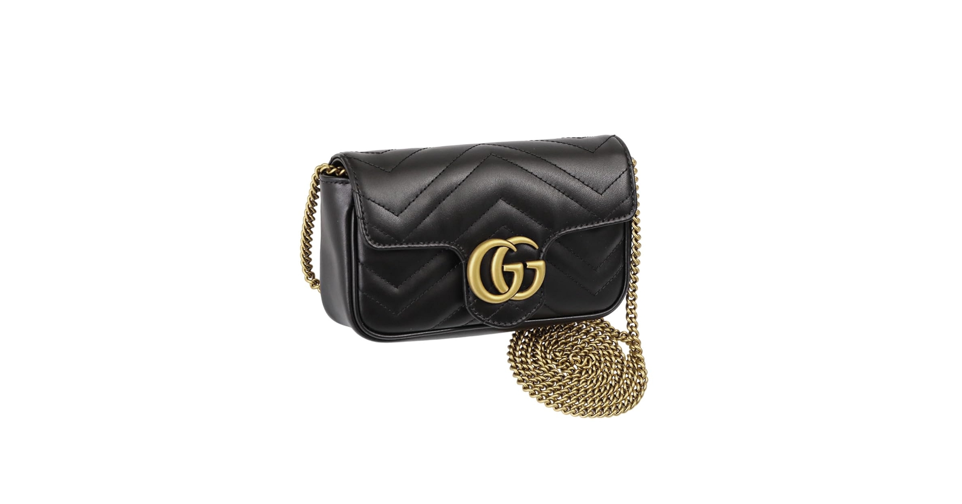 GUCCI ショルダーバッグ　 パテントレザー　 がま口　チェーン　ブラック Amazon | [グッチ] ショルダーバッグ GGマーモント レザー