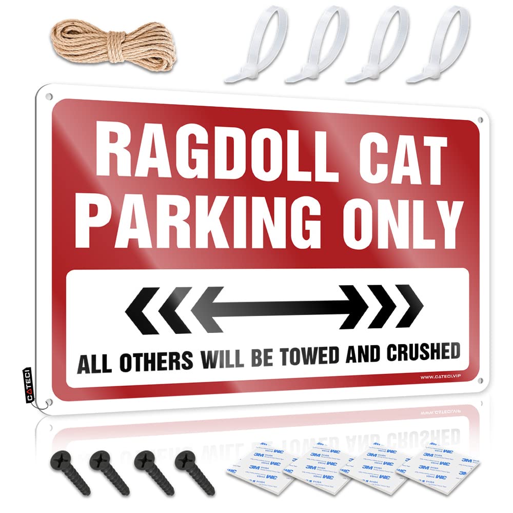 Grunge Metal Wall Decoration Decor | Ragdoll Cat Parking Only Handcrafted Slow Decoration(20X30CM)