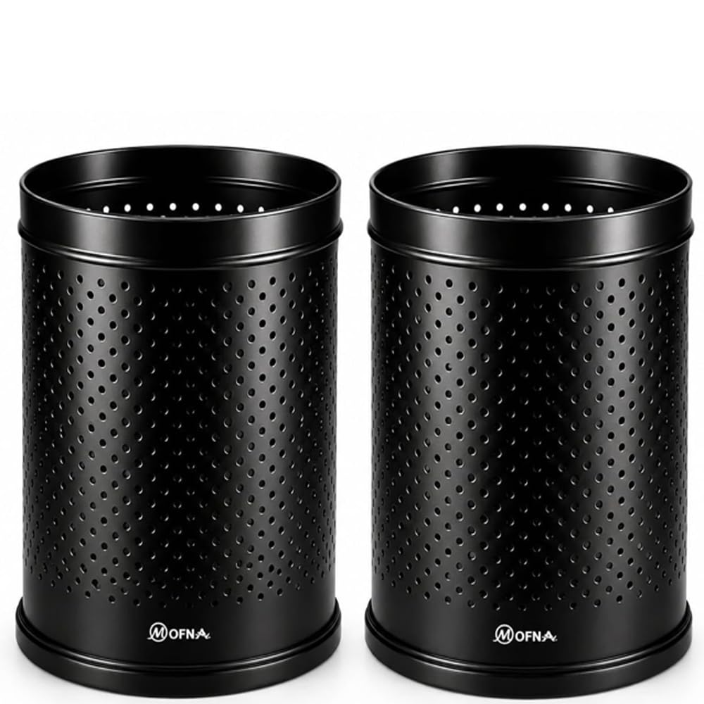 mofna Stainless Steel Perforated Dustbin 10 Litre | Black Garbage Bin, Trash Can with Anti-Skid Base | Heavy Duty dustbin Kitchen, & Commercial Use | 8 x 12 Inch | Pack of 2-image-35