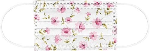 Miniatura 3 de 50 máscaras desechables para mujeres, diseño floral, día festivo, cuidado de la piel, para adultos, a prueba de polvo, máscara antipolvo para fiestas