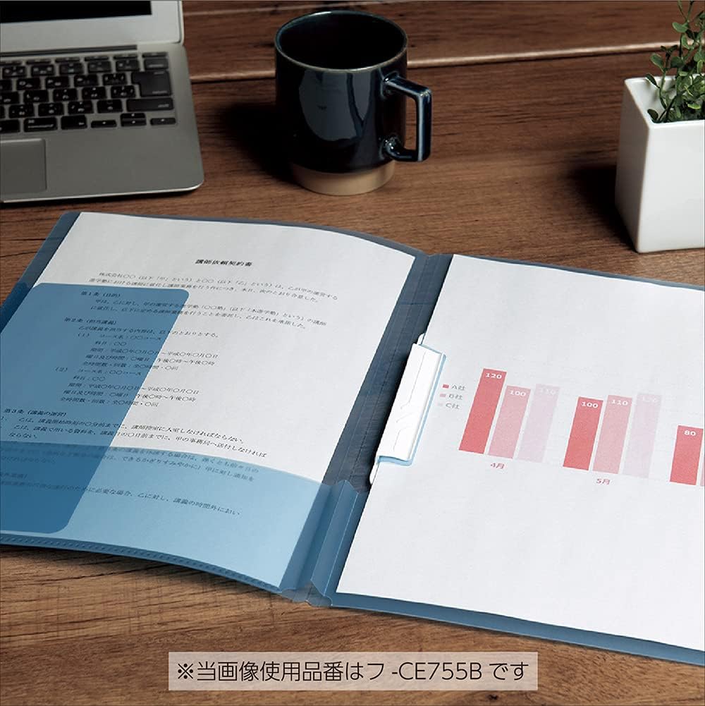 Kokuyo Portfolio Folder with Pockets Folder for Paper Organization,Heavy Duty Pocket Folder Fits US Letter & A4,Dual-Purpose Clip & Pocket Design(FU-CE755B)