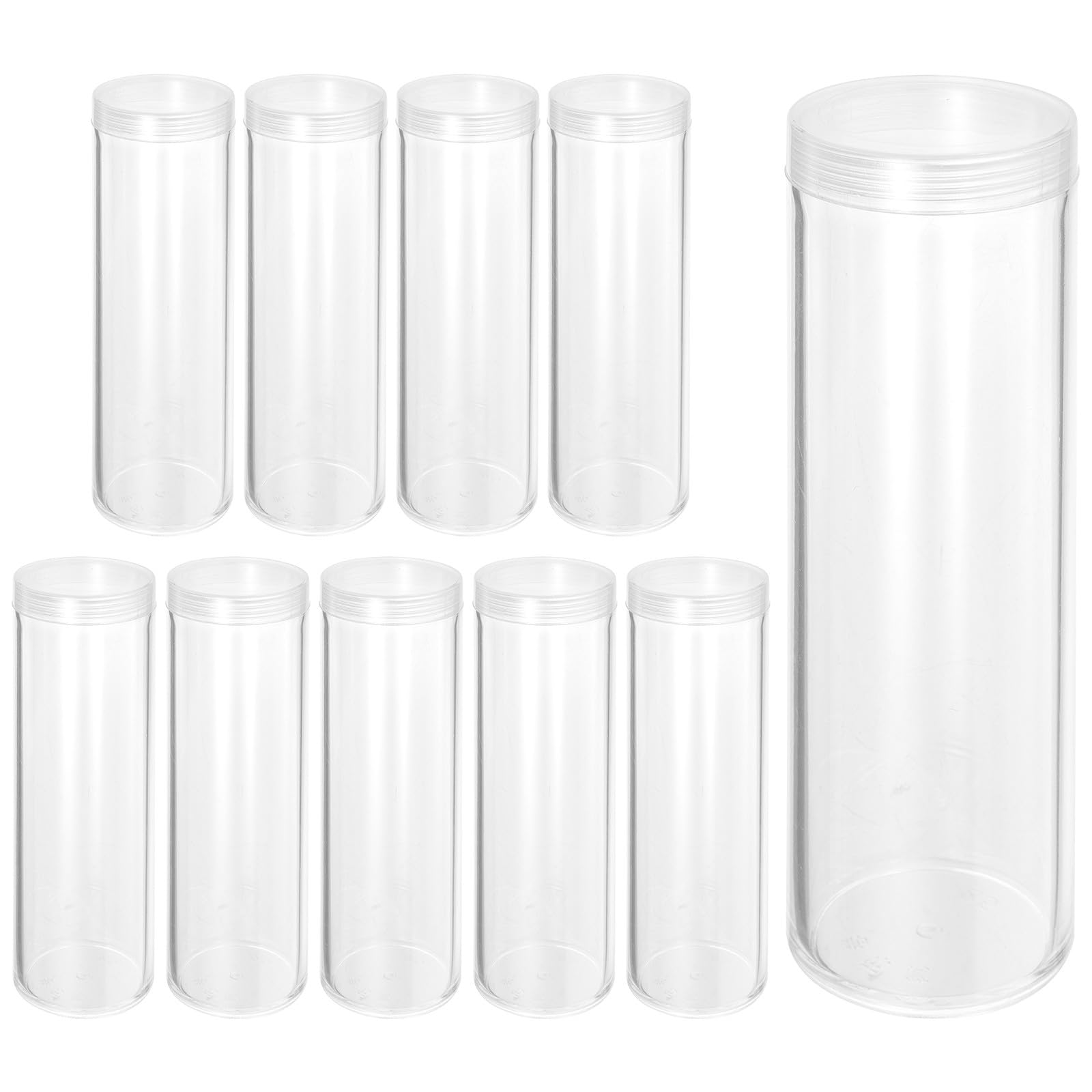 COHEALI 10 Pezzi Tubo Contenitore per Monete Trasparente in Plastico Coperchio, Pratico Tubo di Stoccaggio per Protezione e Raccolta di Monete da Collezione