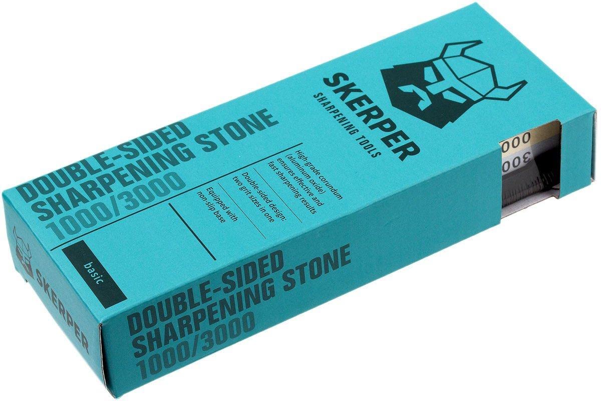 Pierre à Aiguiser Skerper Basic SH002 Grain 1000/3000, Pour Redonner un Tranchant Rasoir à vos Couteaux de Cuisine ou de Poche