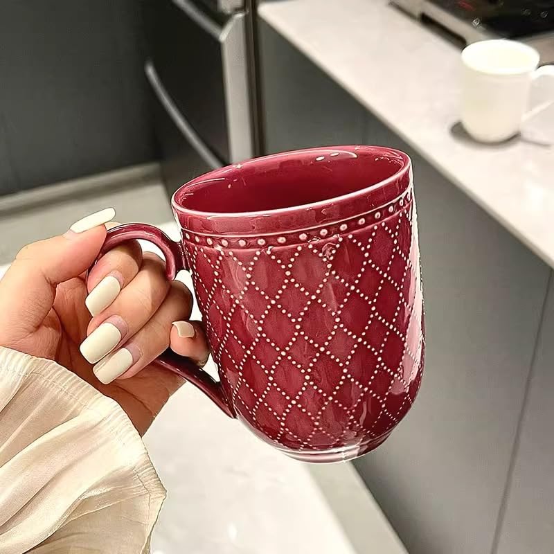 Großes Kaffeebecher-Set mit 2 Stück, 450 ml, Keramik-Teetassen-Set für Büro und Zuhause, spülmaschinenfest, mikrowellengeeignet
