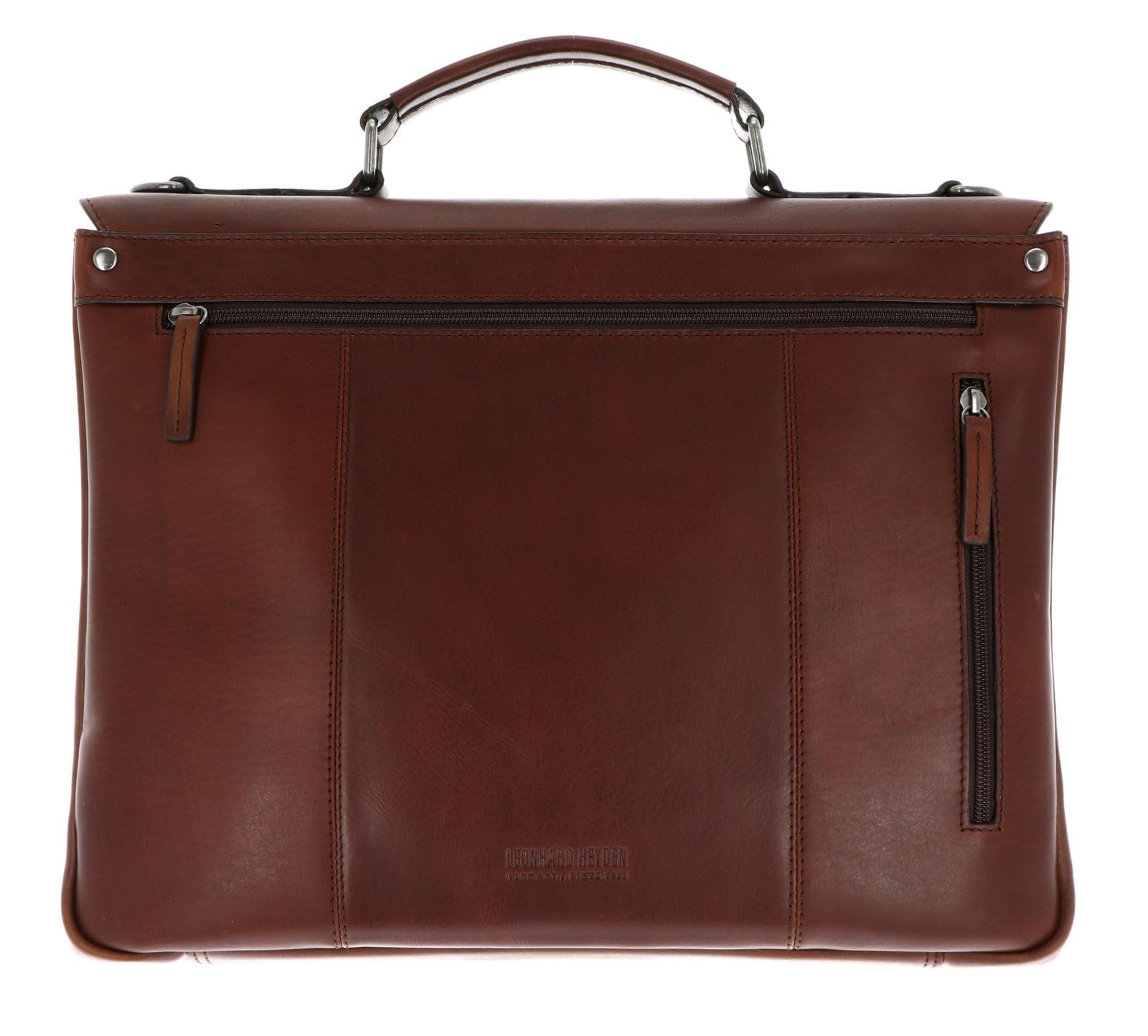 Leonhard Heyden Leder Aktentasche Businesstasche mit Laptopfach Roma Aktenmappe 2 Fächer 5390 Braun dunkelbraun