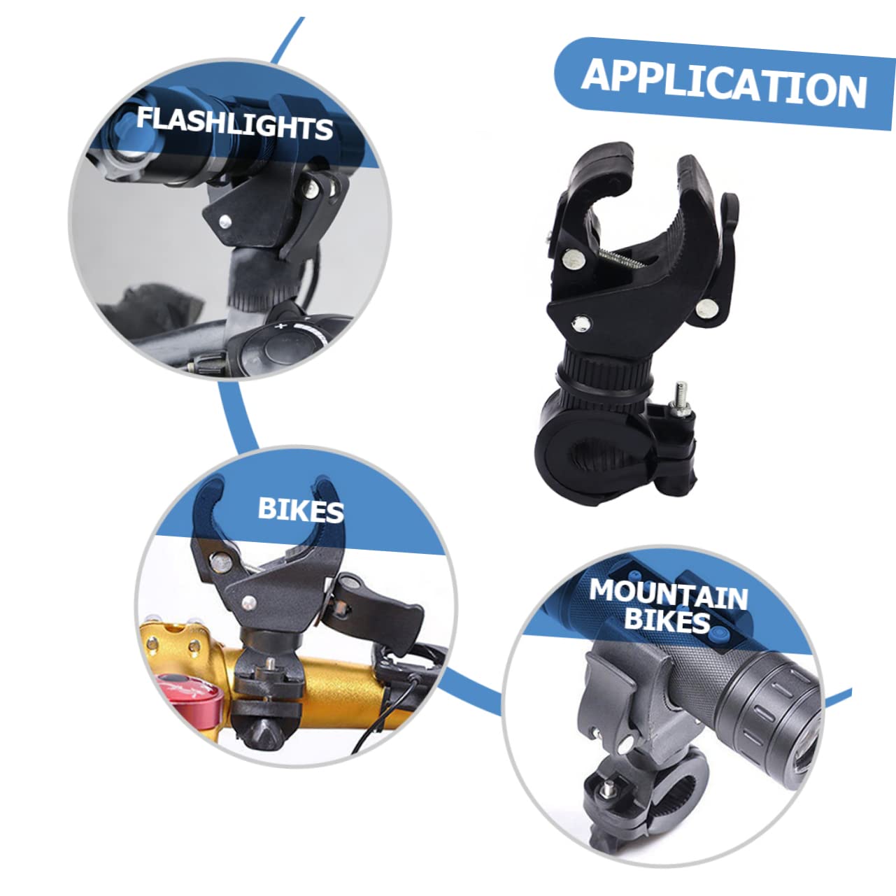 Hemoton 3pcs Bike Flashlight Holder Rotating Torch Stand for Mountain Biking Durable Plastic Construction Simple Installation Compatible with Bicycles