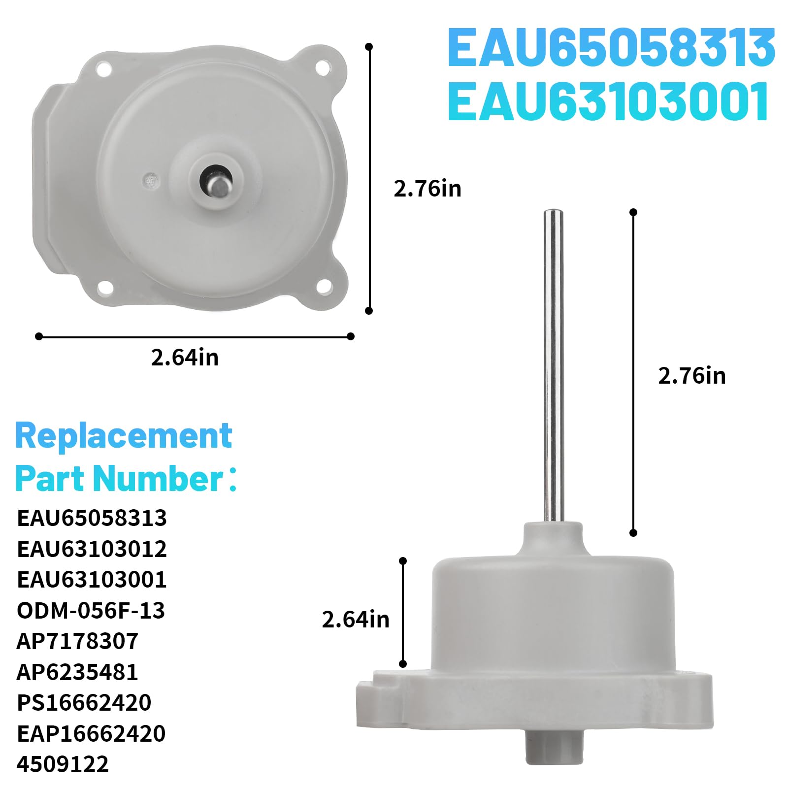 EAU65058313 EAU63103001 - Ventola per frigorifero Evapoartor/condensatore, compatibile con LG Kenmore Freezer ODM-056F-13 AP7178307 EAP16662420 PS16662420