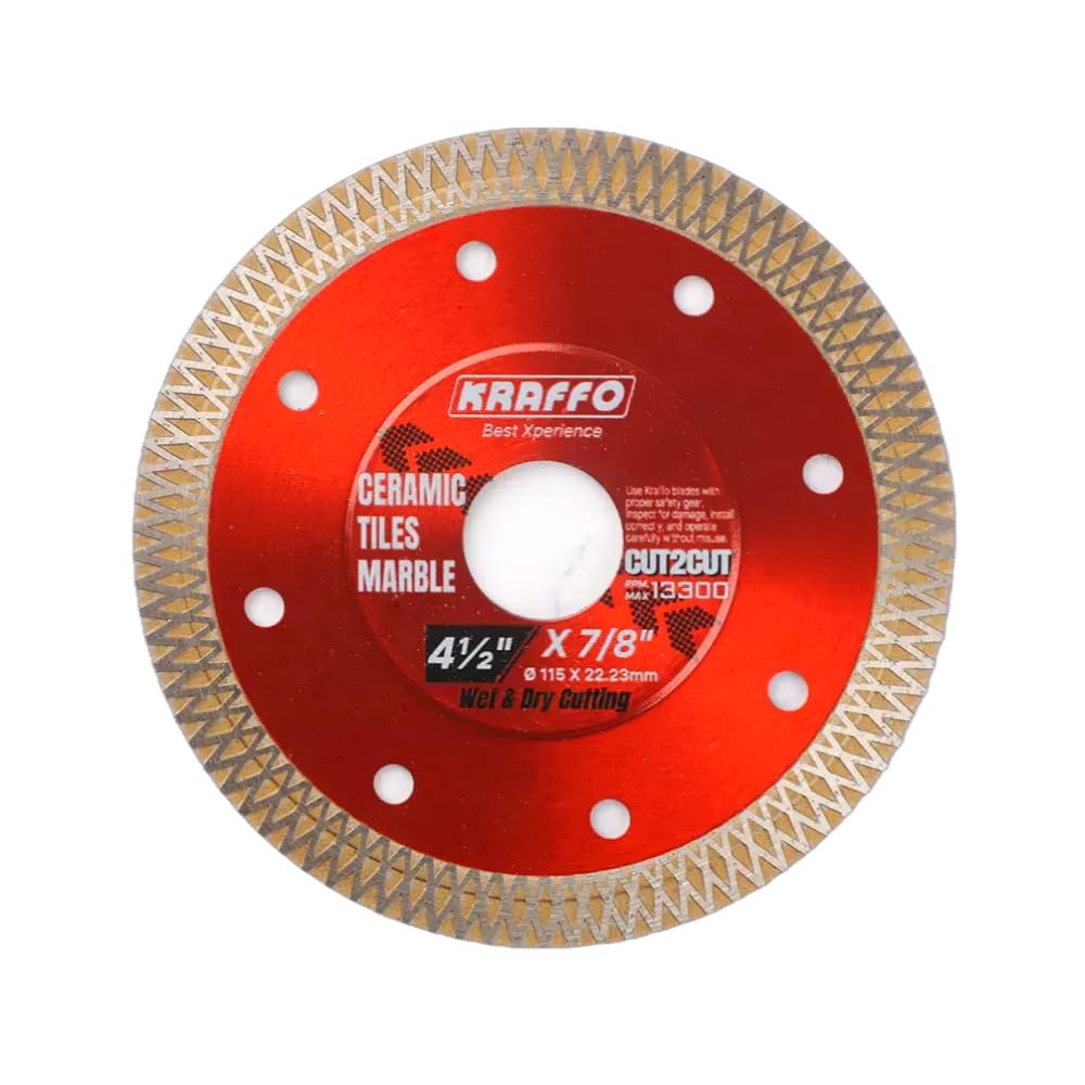 4-1/2 Inch Diamond Blade for Angle Grinder, Tile Cutting Disc – 1PCS, 7/8" Arbor, Super Thin Saw Blade for Porcelain, Ceramic, Marble, Granite – Cutting Only, Wet or Dry Use