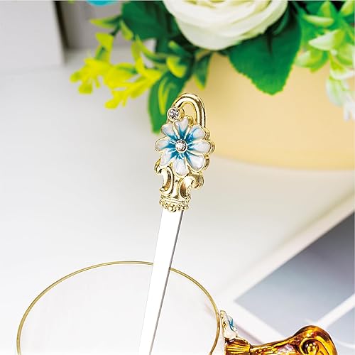 Vista 51 de Taza de té de flores, taza de café de cristal transparente con cuchara, caja de regalo para su madre, esposa, abuela, niñas, amigos, San Valentín