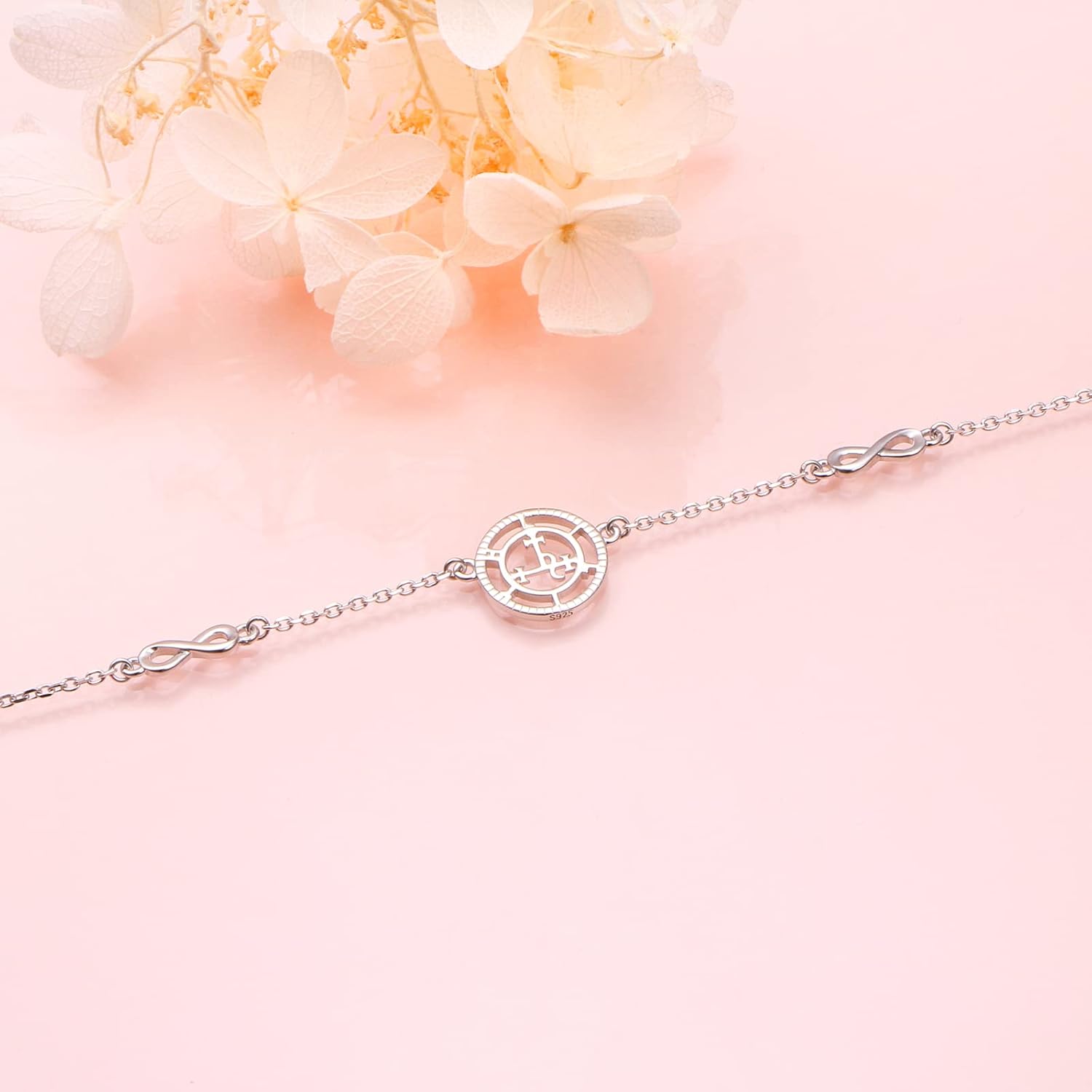 Ladytree S925 Sterling Silver Sigil of Lilith Infinity Anklet Bracelets Link Jewelry Gifts for Women Chain 9+1.5 inches - Image 4