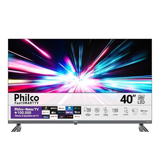 Smart TV 40” PTV40E3ERSGB Roku TV Led Dolby Audio