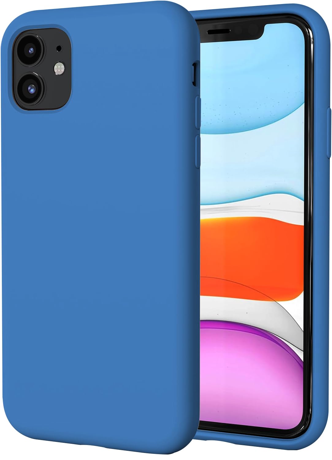 TAXXOE Silicone Case with iPhone 11 Case Soft Ultra Slim Protective Shockproof Liquid Silicone Phone Case,Anti-Scratch Microfiber Lining,6.1 inch-Official Blue