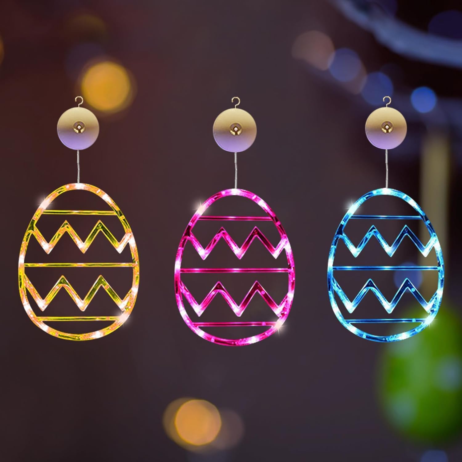 Lichtsnoer voor paaseieren, raamverlichting, Pasen, paasdecoratie met led, lichtgevende raamzuignappen, verlichting voor binnen en buiten, decoratie, verlicht om op te hangen, kleine raamdecoratie