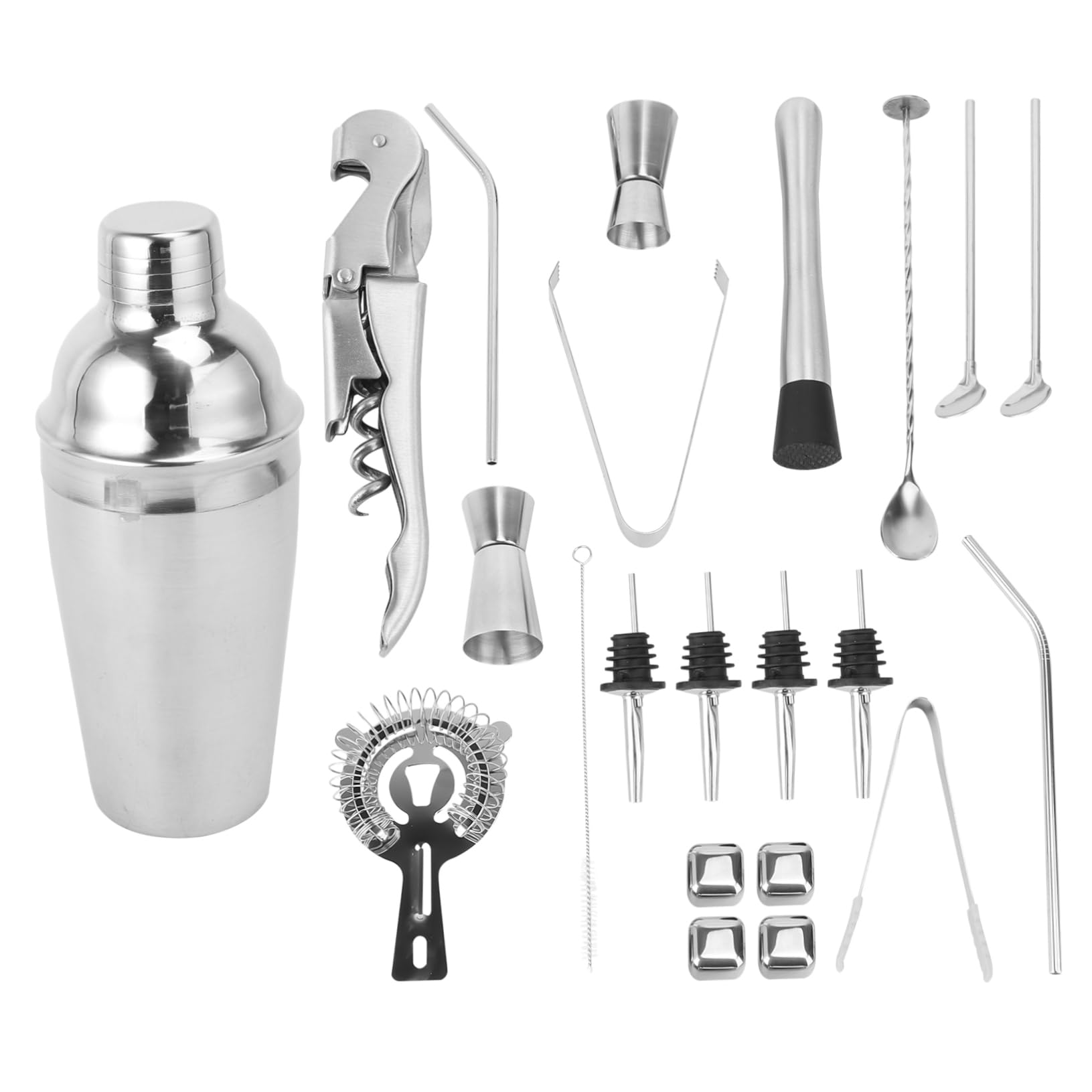 SOIMISS 22piezas Coctelera de Vaso Medidor de Acero Inoxidable Suministros para Barman Equipo para Cócteles Herramienta para Cócteles para Preparar Bebidas Casa o Fiestas