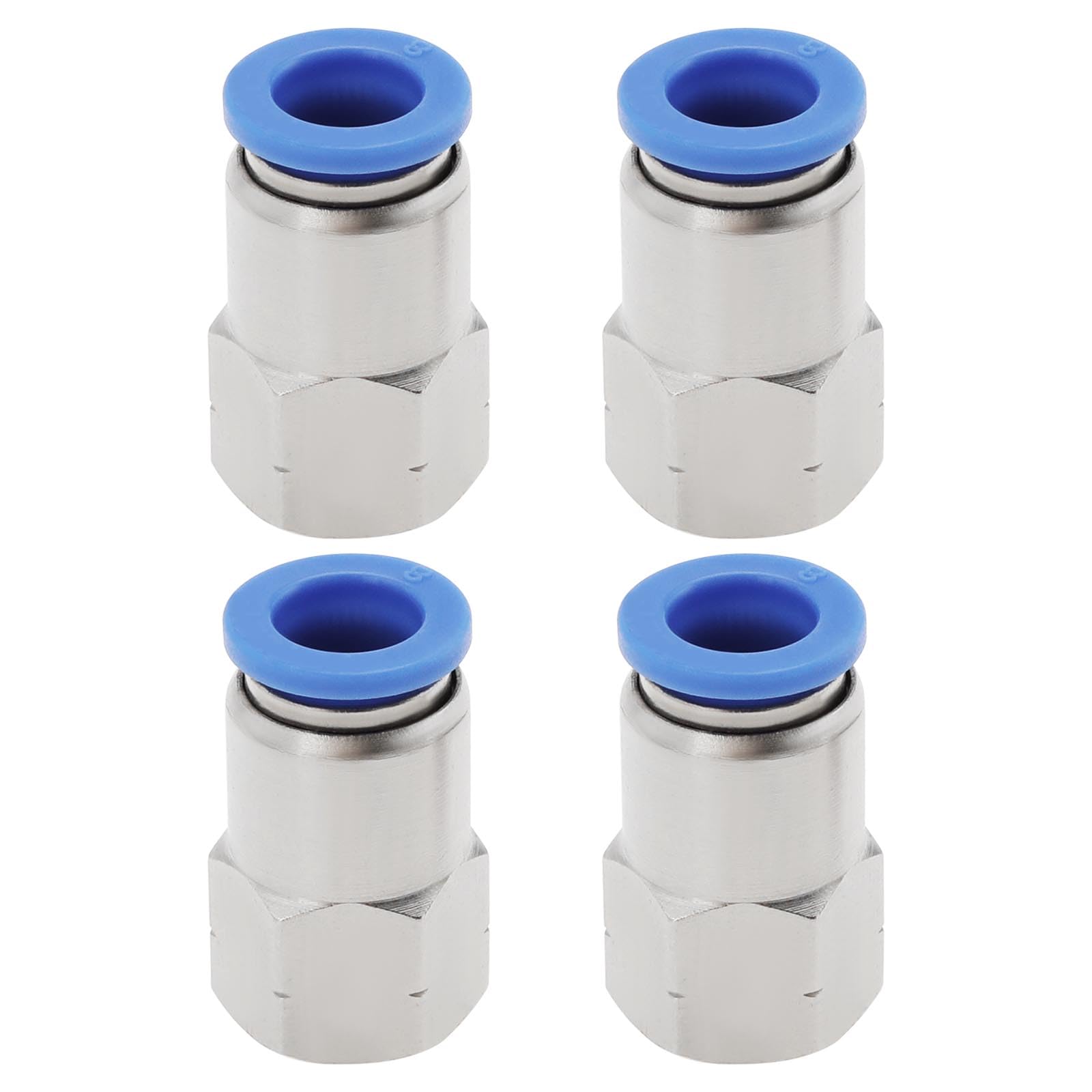 Emsea Women's Siliver 4Pcs 8Mm Tube Od X 1/8" Npt Thread Push Fit Pneumatic Connecter Adapter, Straight Push To Connect Air Fittings Adapter