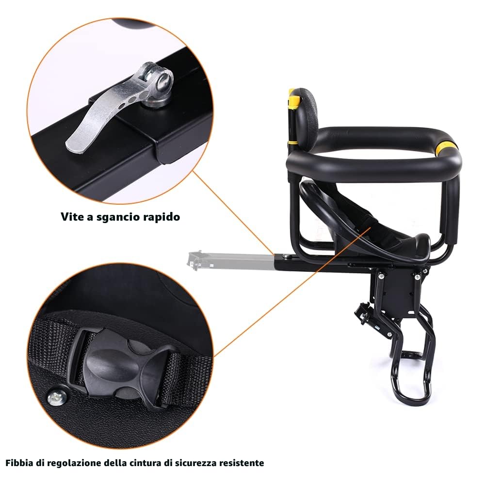 Lixada - Seggiolino di sicurezza per bambini, per bici da strada e mountain bike, con pedali e schienale