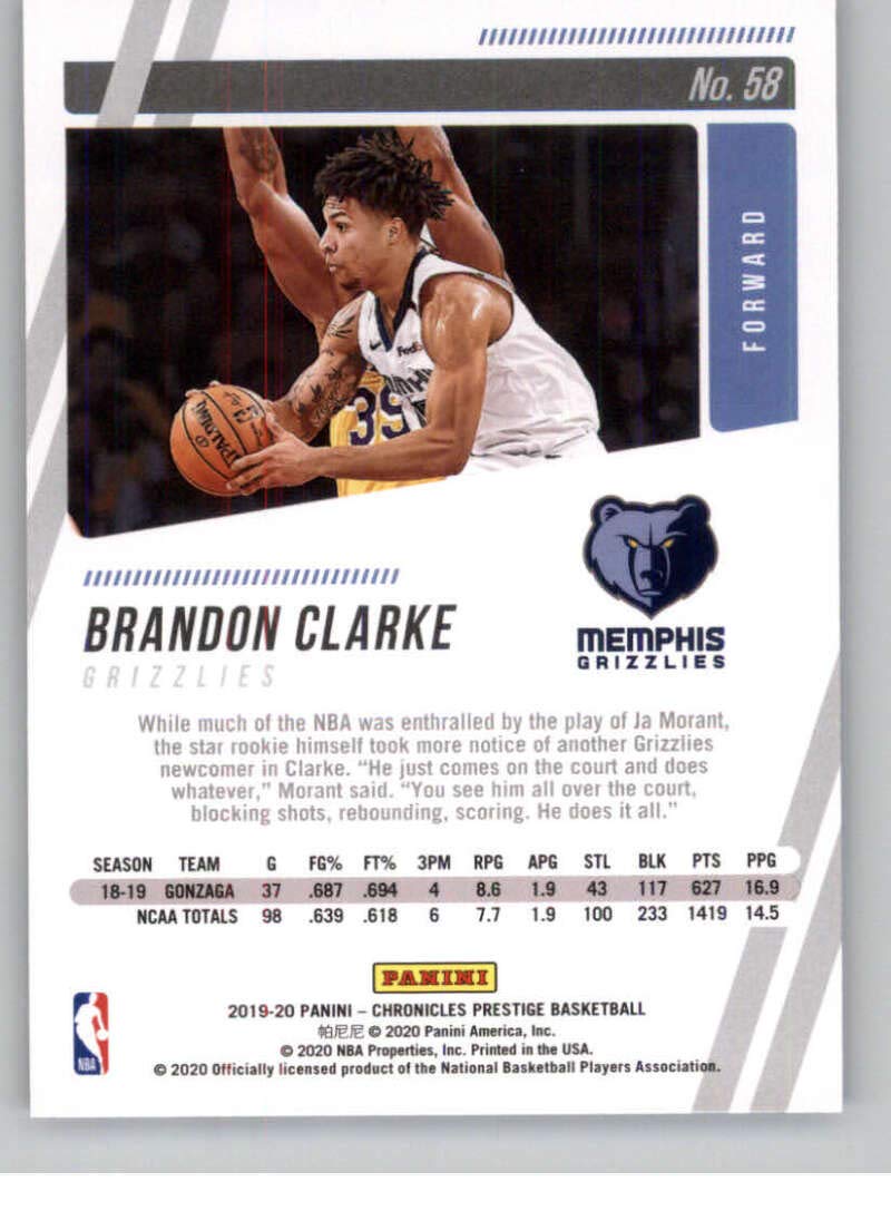 Amazon.com: 2019-20 Panini Chronicles Prestige #58 Brandon Clarke