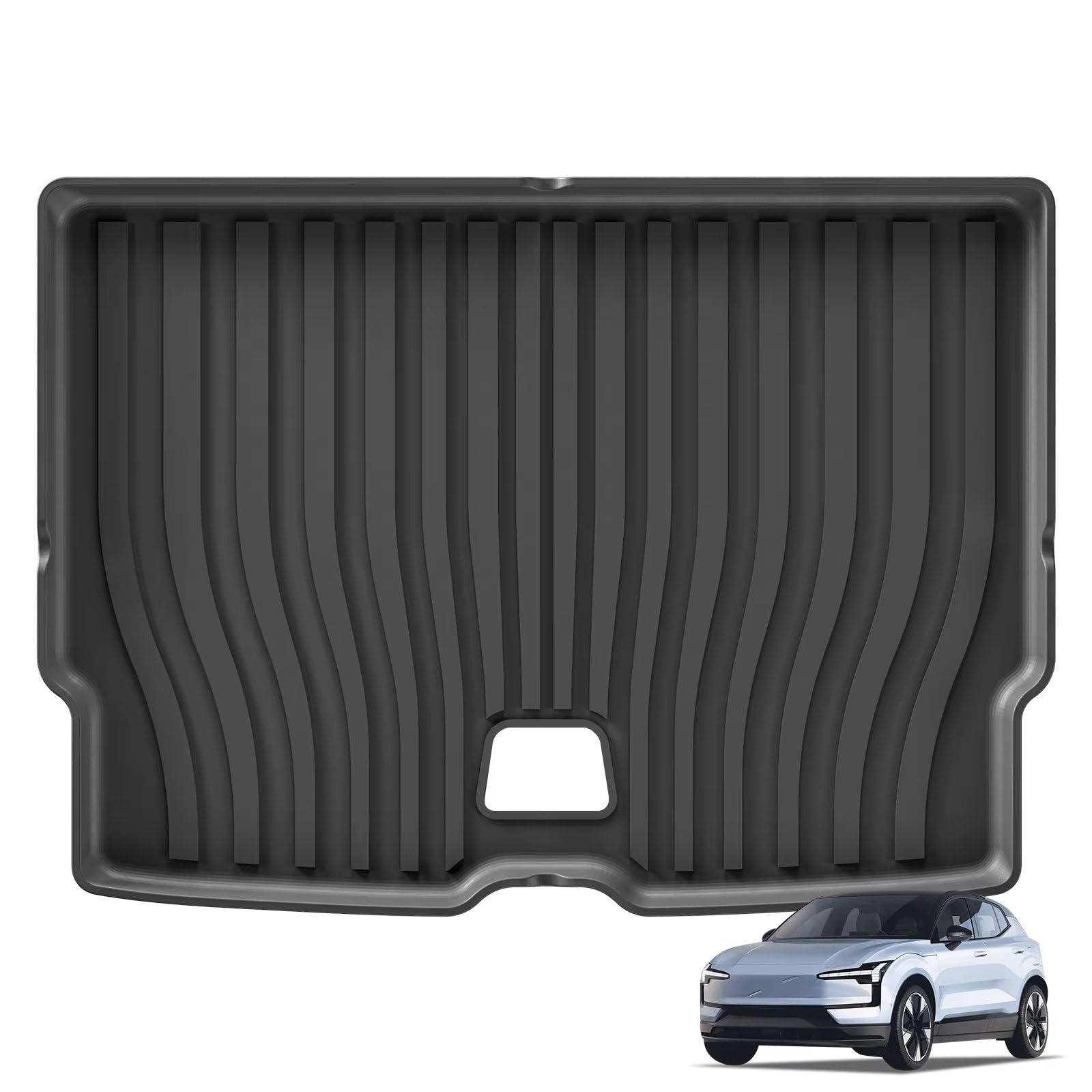 Alfombra Estera Maletero para Volvo EX30 2024 2025 Revestimiento Carga Almohadilla Maletero TPE 3D Impermeable Bandeja Sin Olor Color Negro Funda Maletero Coche