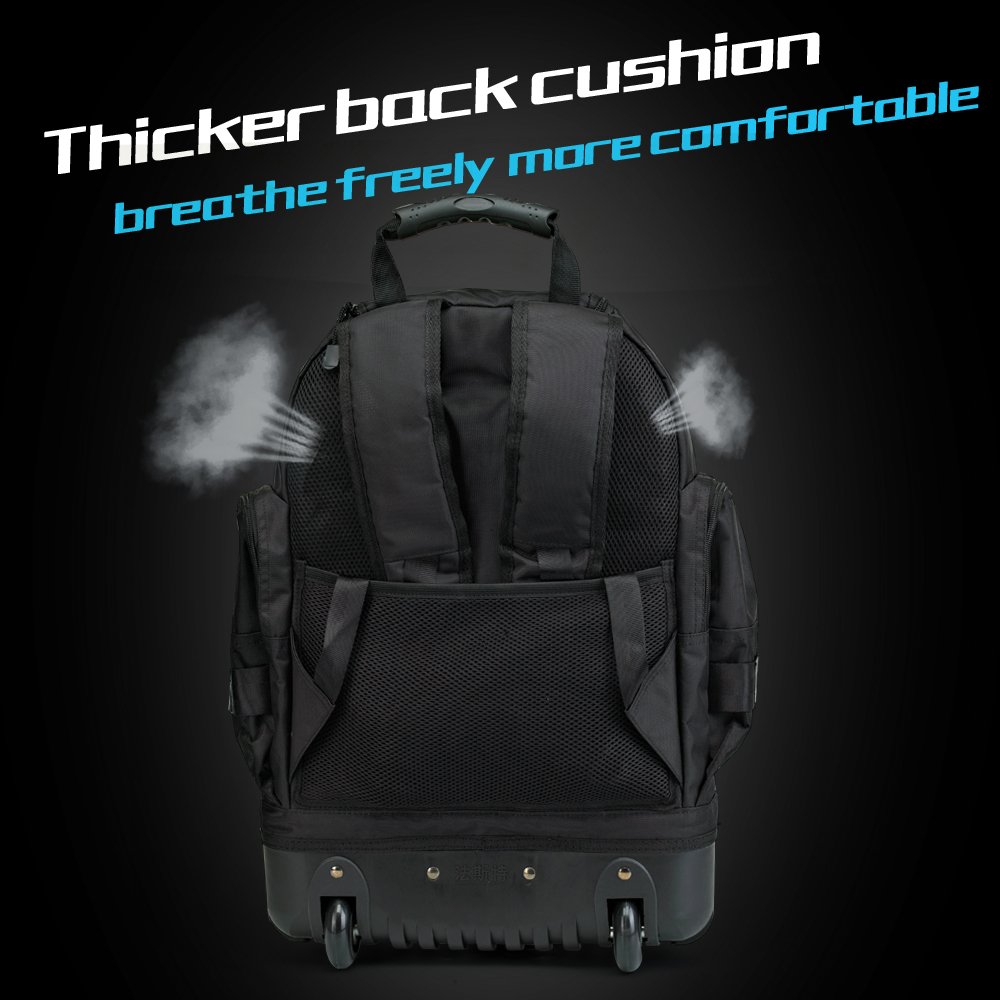 FASITE Tool Backpack with Wheeled Rolling, Multifunction Heavy Duty