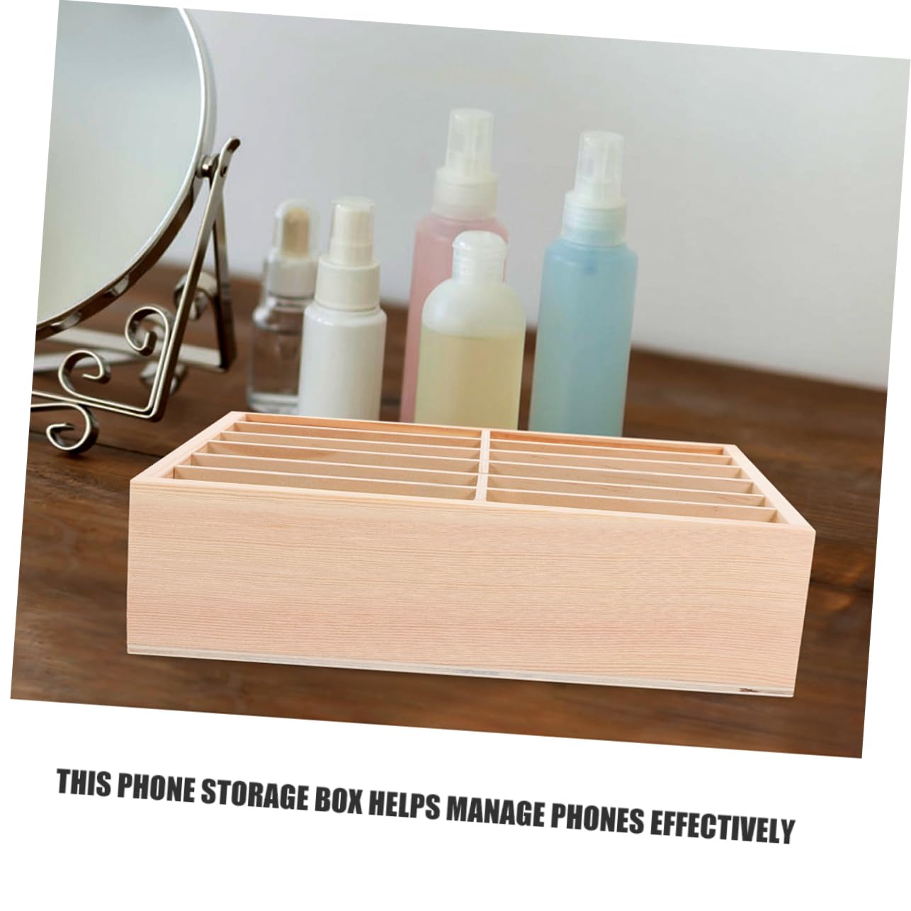 Hemobllo Scatola Porta Telefono in Legno 12 Scomparti Set Da 2 Organizer Da Tavolo Per Cellulare Supporto Per Cellulare Ufficio Aula Riunioni Gestione Salvaspazio e Protezione Dispositivi