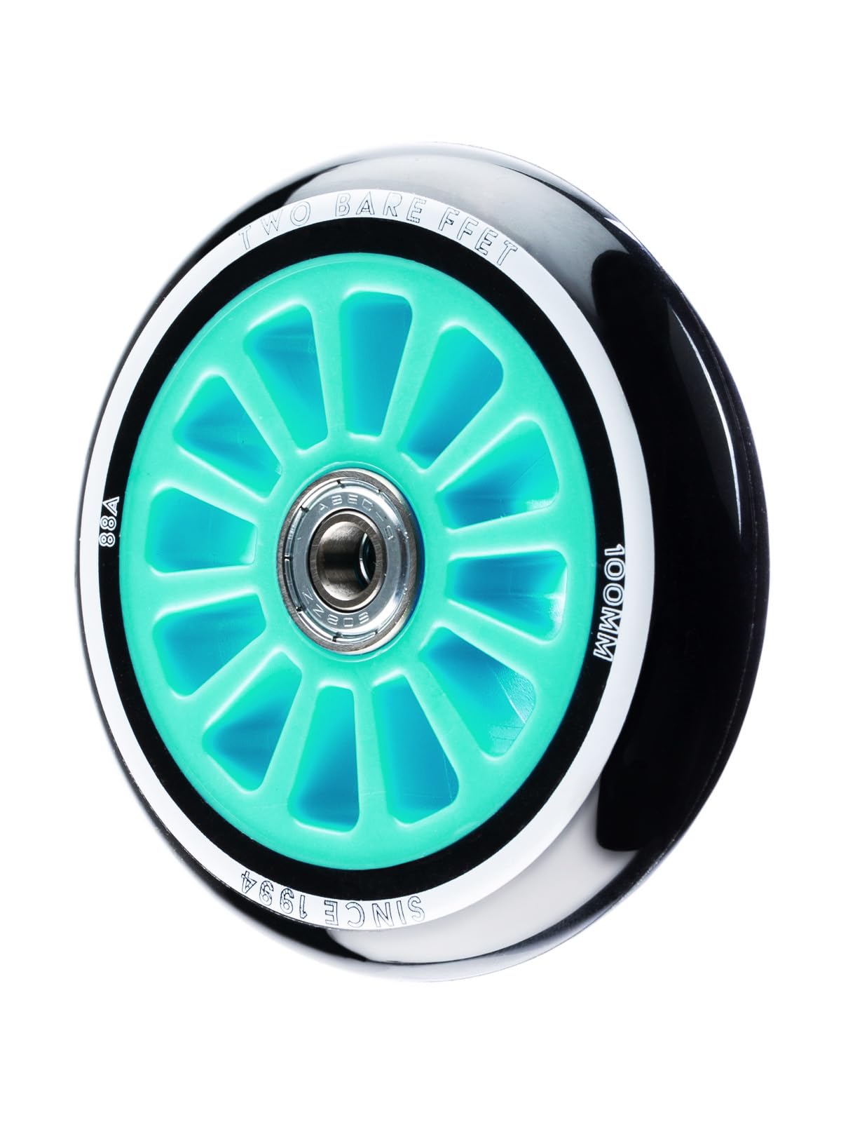Two Bare Feet Stunt Scooter Wheels with ABEC 9 Bearings – 100mm Replacement Freestyle Scooter Wheels, Single Wheel or Pair (Mint (Single)) — image 1