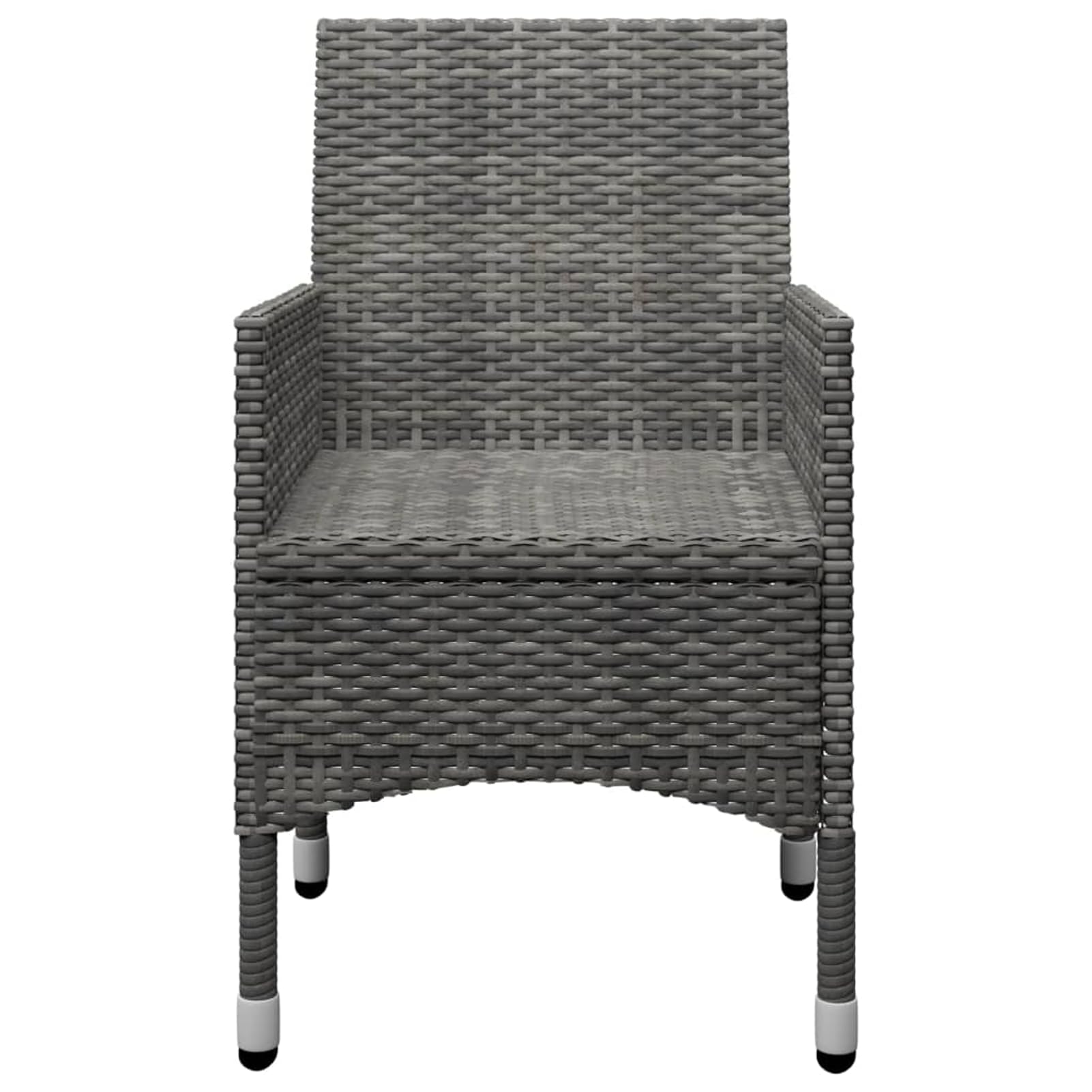 Set da 3 pezzi con struttura in polyrattan resistente ai raggi UV e piano in legno di acacia massiccio, grigio, 1 tavolo + 2 sedie, ideale per piccoli spazi esterni