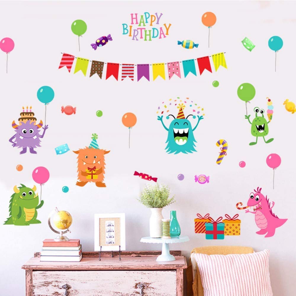 Valentines Day Gift Cartoon Happy Little Monstrosity Balloon Candy Color Wall Stickers Room Baby Bedroom