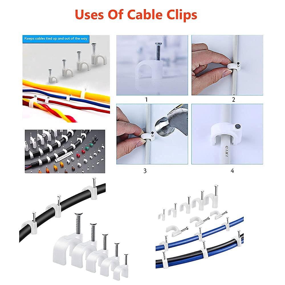 DESCTIDY Electric India Wire Fastener Circle Cable Clips with 6 mm Diameter, Set of 100 Pieces (white) 1