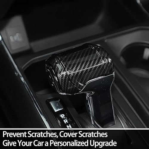 Miniatura 5 de GZXinWei Panel de cubierta de perilla de palanca de cambios de estilo fibra de carbono, accesorios decorativos para Ford F150 y Raptor 2021 2022 2023