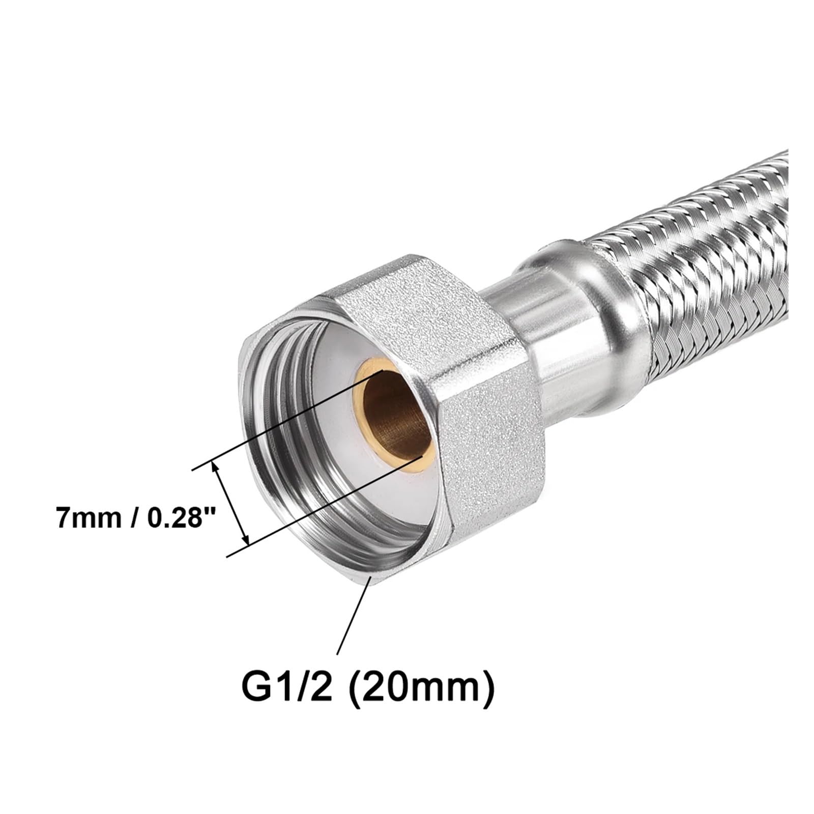 Manguera de ducha trenzada de acero inoxidable de 30 a 60 cm, manguera universal G1/2 de acero inoxidable 304, paquete de 2 unidades, flexible y a prueba de fugas