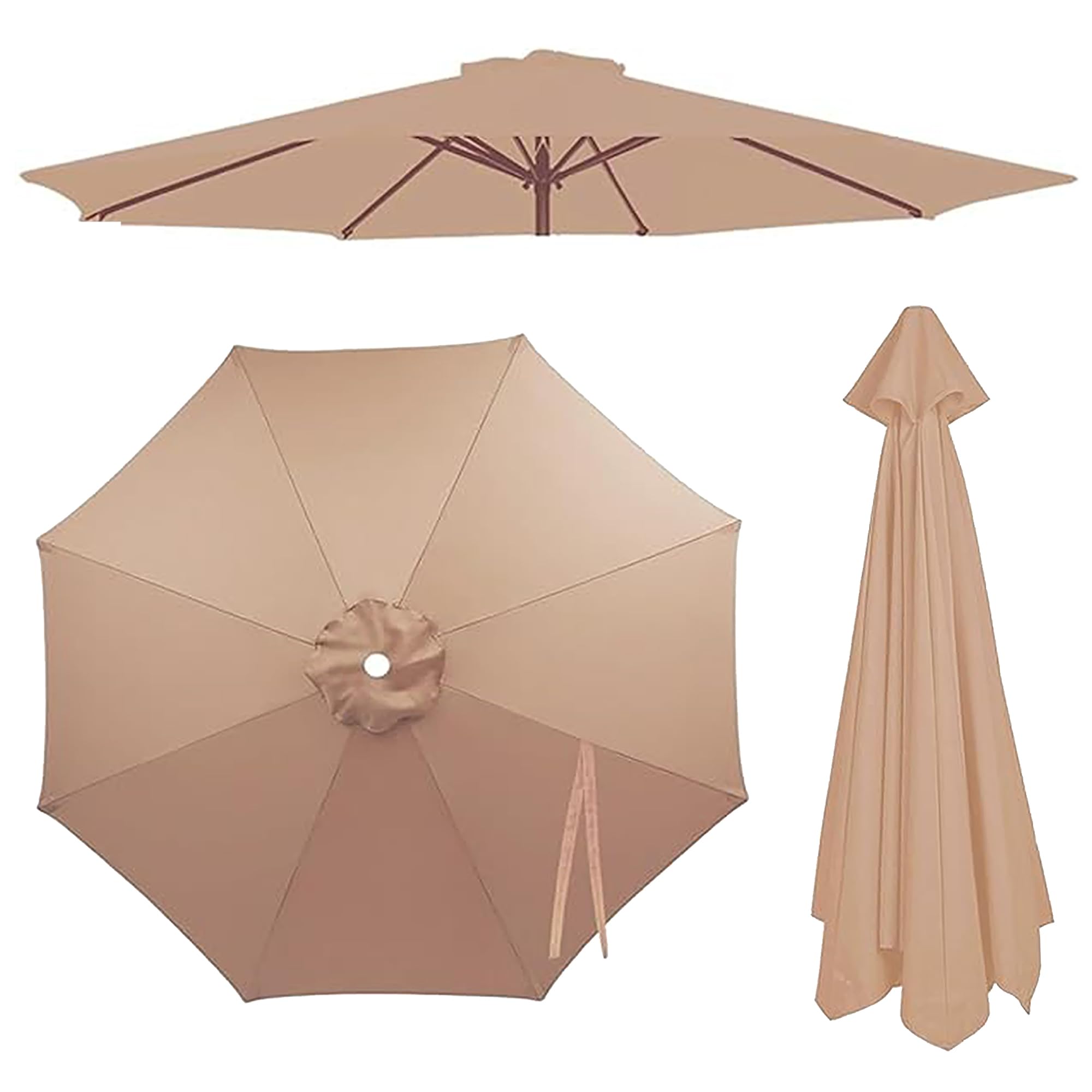Replacement Canopy for Patio Umbrella, 6/8 Ribs Cantilever Umbrella Fabric, Waterproof Parasol Cover, Garden Parasol Cloth, Replacement Parasol Canopy Sun Umbrella Replacement Cloth Champagne